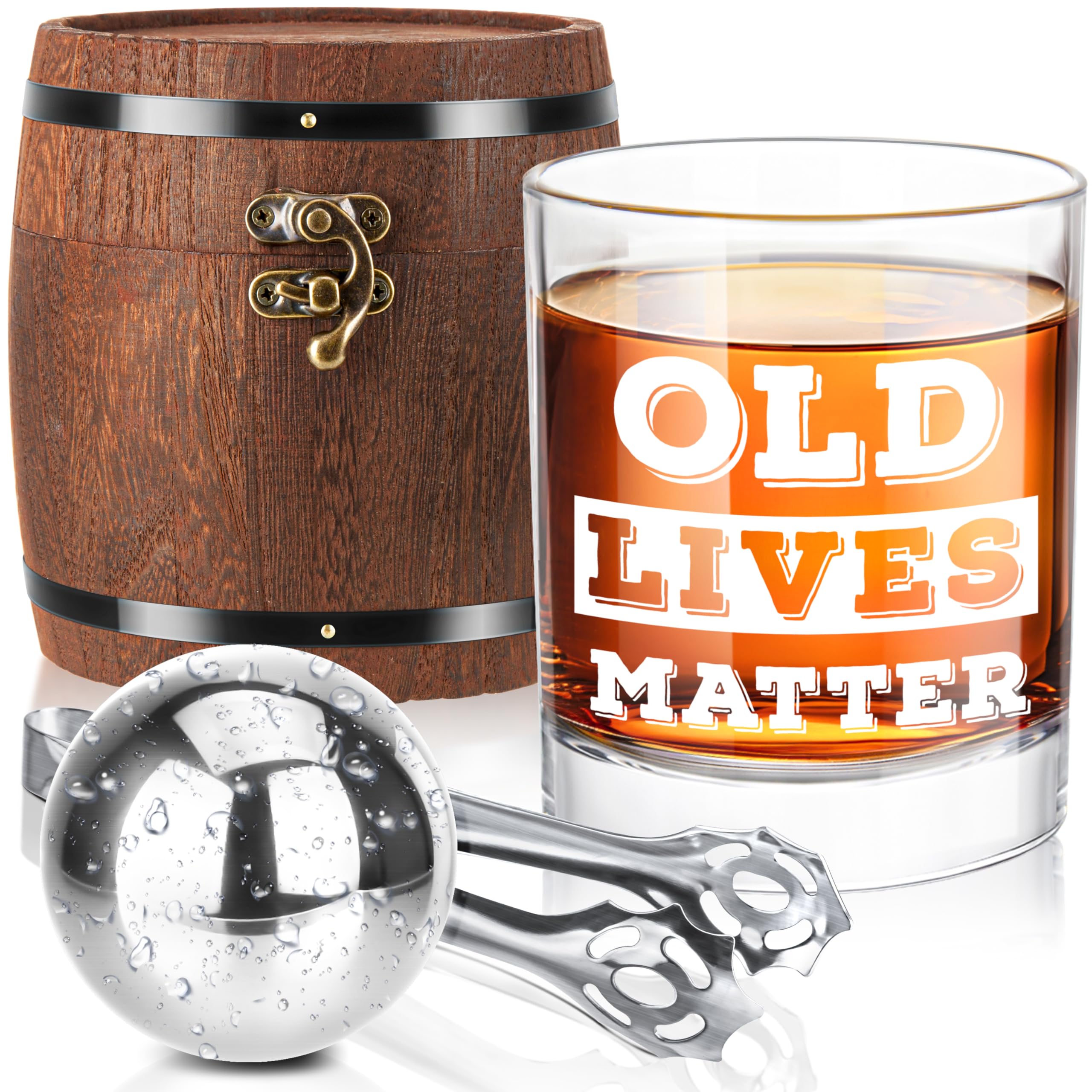 LIGHTEN LIFE Old Lives Matter Whiskey Glass Set 12 oz, Bourbon - Product Imagery