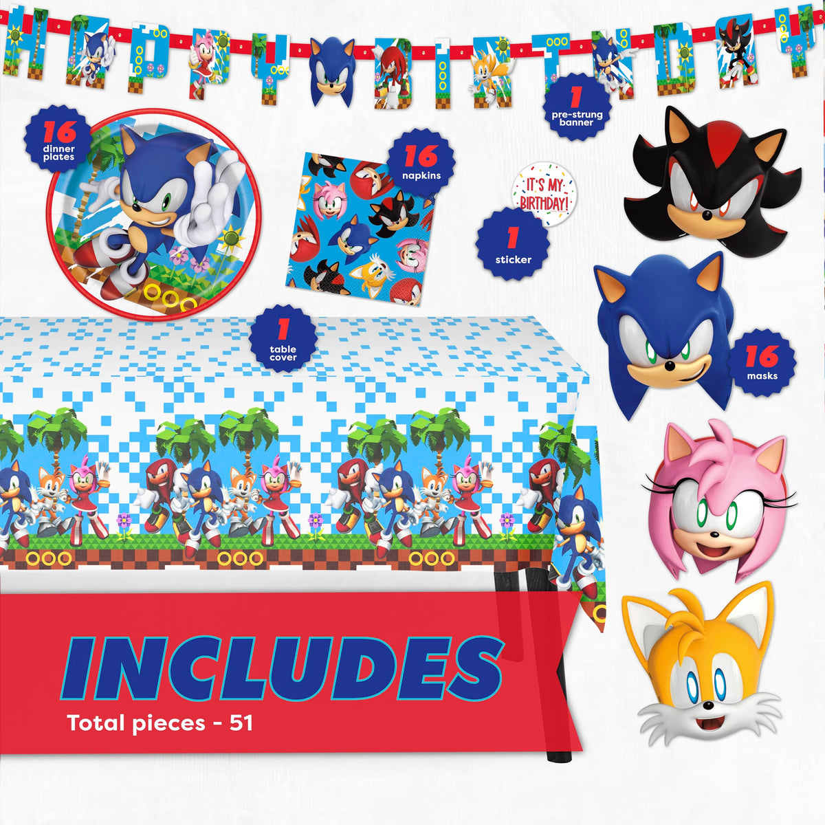 Sonic Birthday Party Decorations Serves 16 Guests - Unique Official Imagery - 3