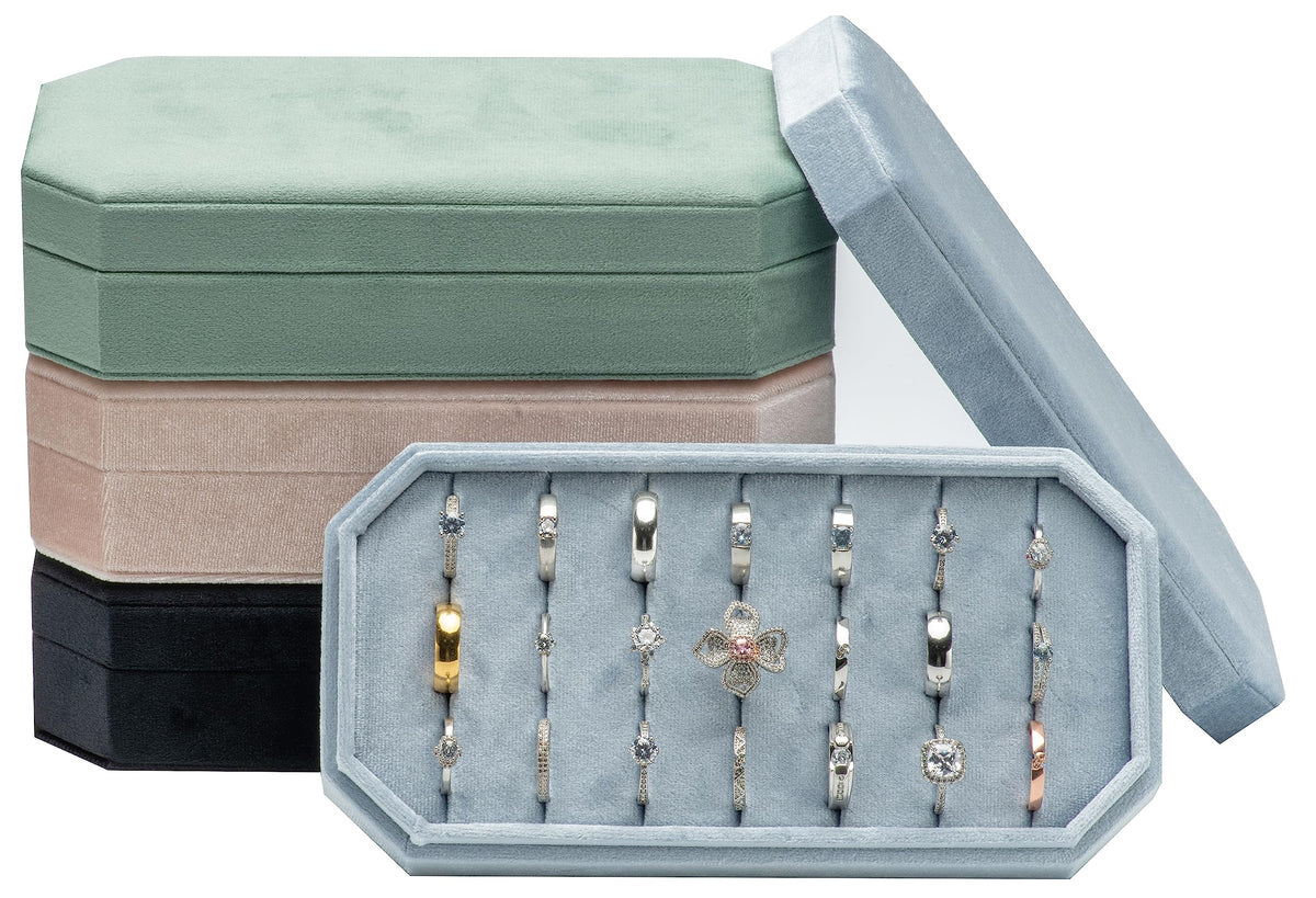 Velvet Ring Organizer Display Tray Jewelry Box Earring - COWFEX Official Imagery - 8