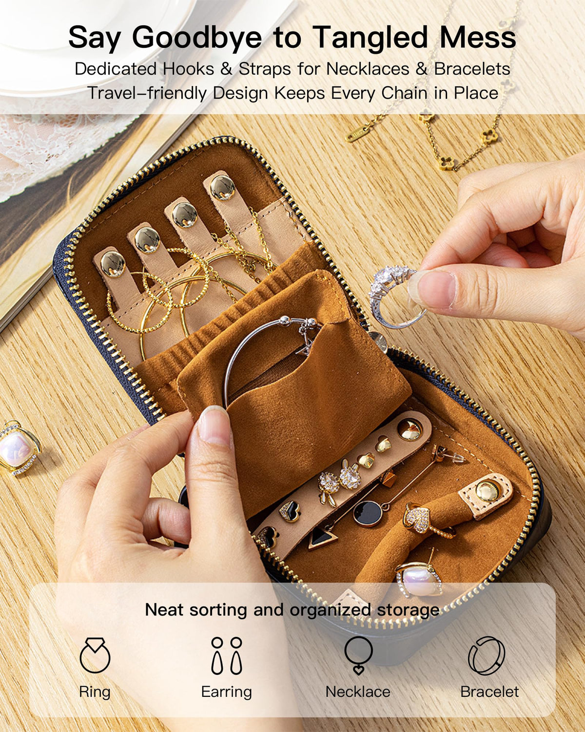 Portable Travel Jewelry Organizer for Rings Earrings - Nsciyise Official Imagery - 3
