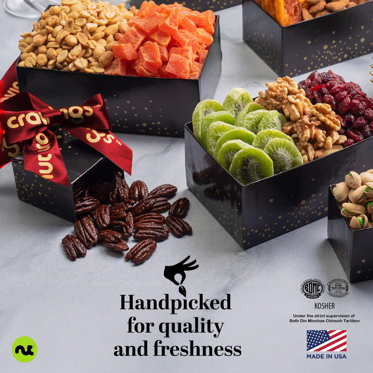 NUT CRAVINGS Dried Fruit Mixed Nuts Black Gift Tower 12 - Nut Cravings Official Imagery - 8