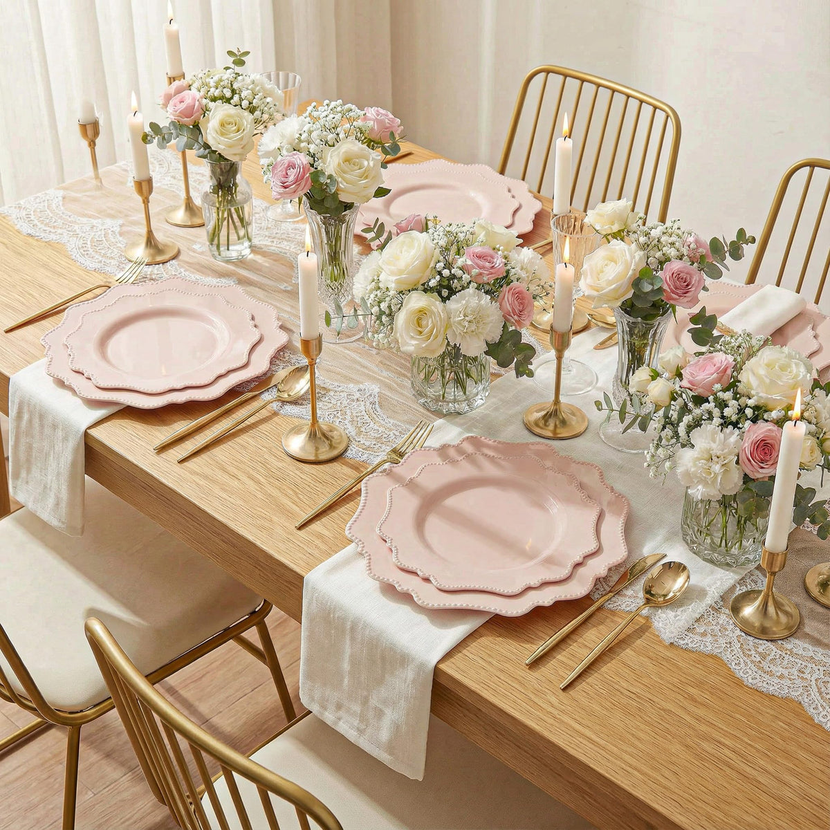 COLOSUS 60 PCS Pink Disposable Plastic Plates Fancy Beaded - COLOSUS Official Imagery - 8