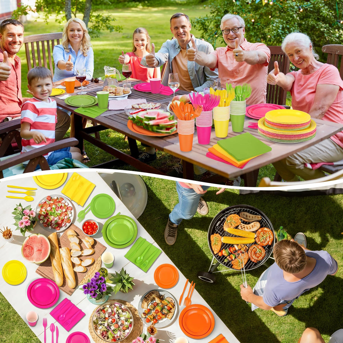 Kochorie 350 Pieces Neon Dinnerware Set 7 9 inch Dessert - Kochorie Official Imagery - 8
