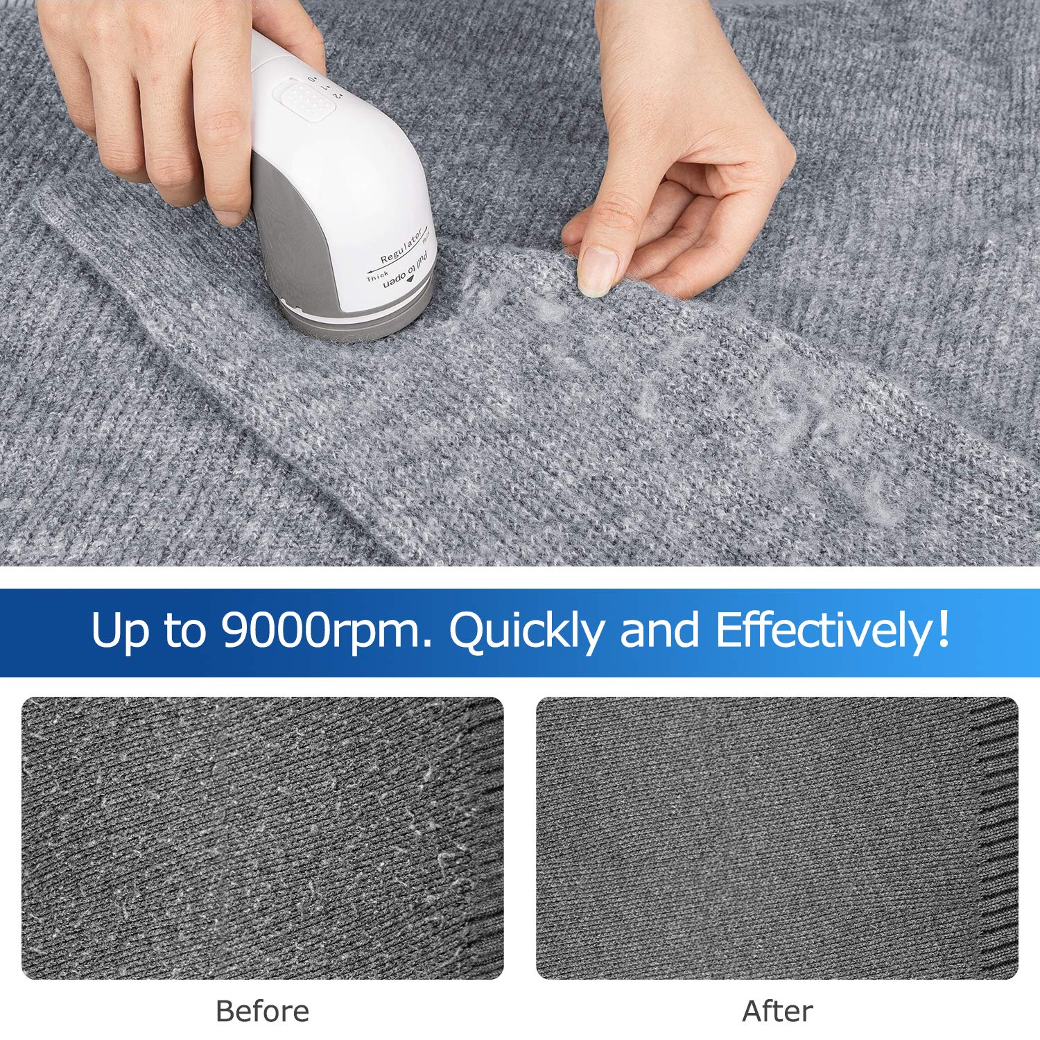 BEAUTURAL Fabric Shaver and Lint Remover, Portable Sweater Defuzz by BEAUTURAL - Angle View 3