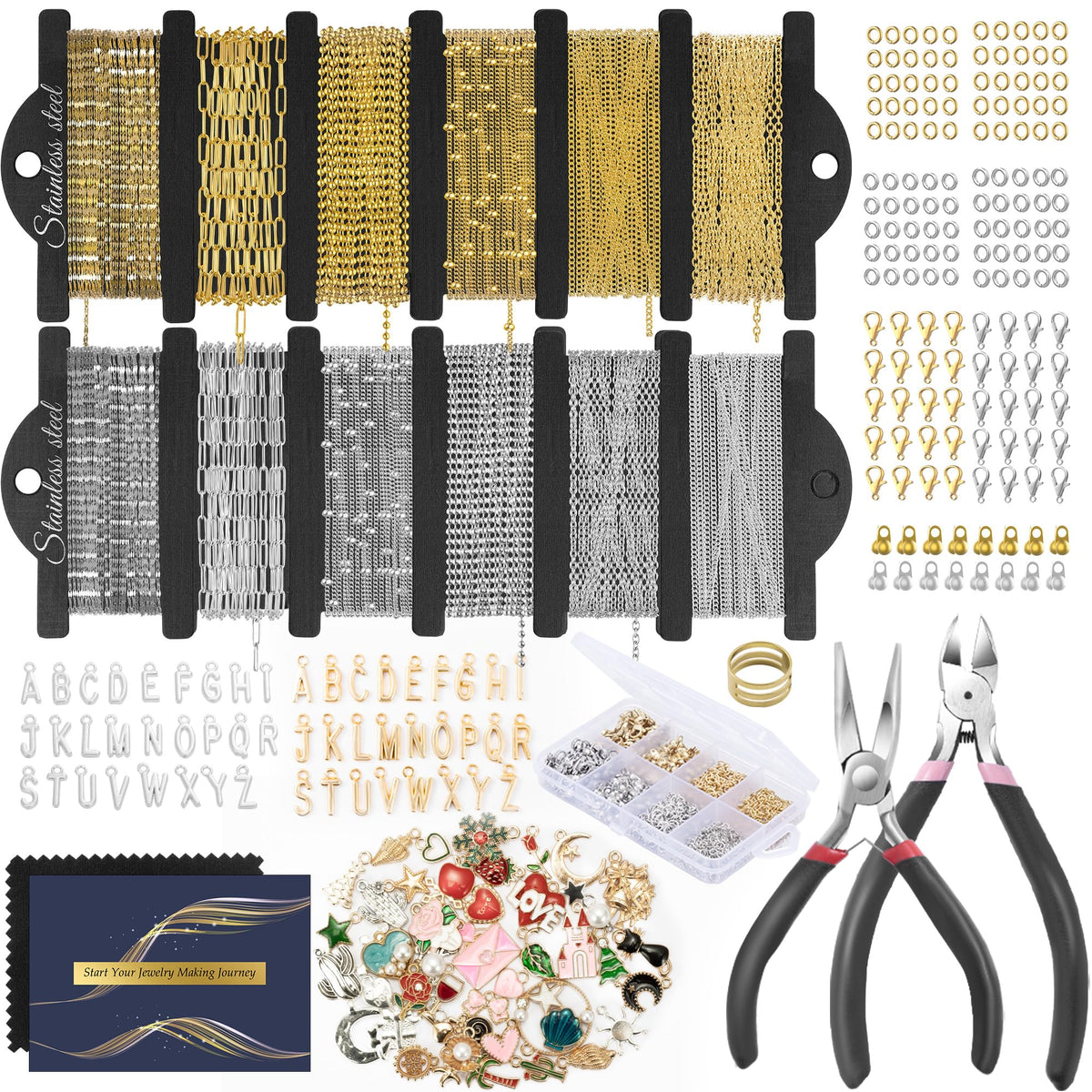 HUISUYTON 18K Gold 59FT 12Roll Necklace Chain Kit for - HUISUYTON Official Imagery - 2