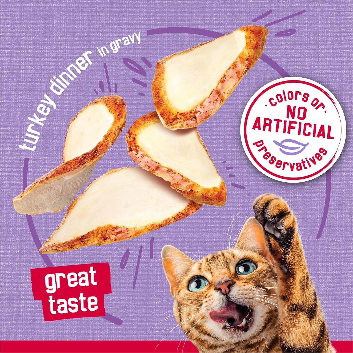 Cans of Friskies Prime Filets Turkey Dinner wet cat food in gravy, 5.5 oz, pack of 24, featuring sliced turkey in savory gravy