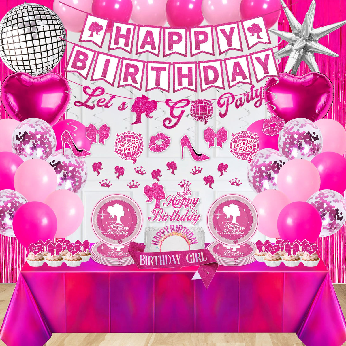 99 Piece Hot Pink Birthday Party Decorations for Women - JOLJUMP Official Imagery - 5