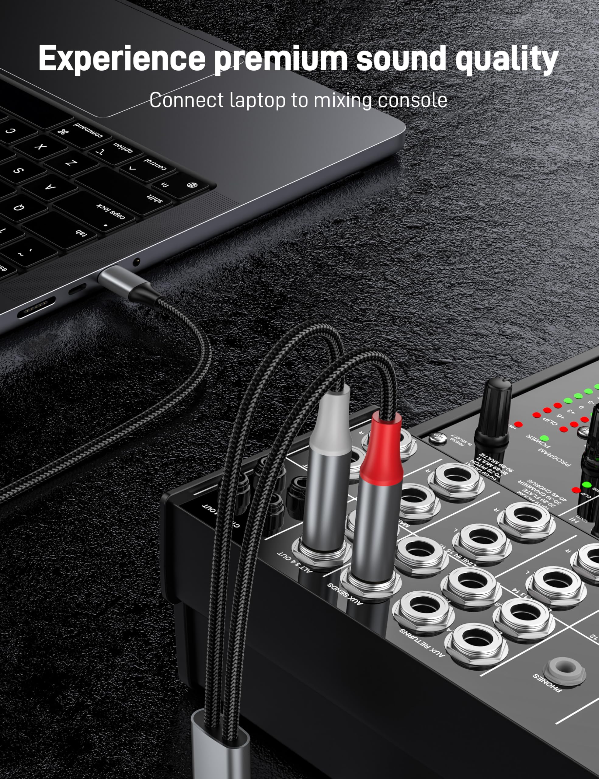 KAYQINHO USB C to Dual 1/4 inch Audio Cable 3.3FT, USB Type C to by KAYQINHO - Angle View 6