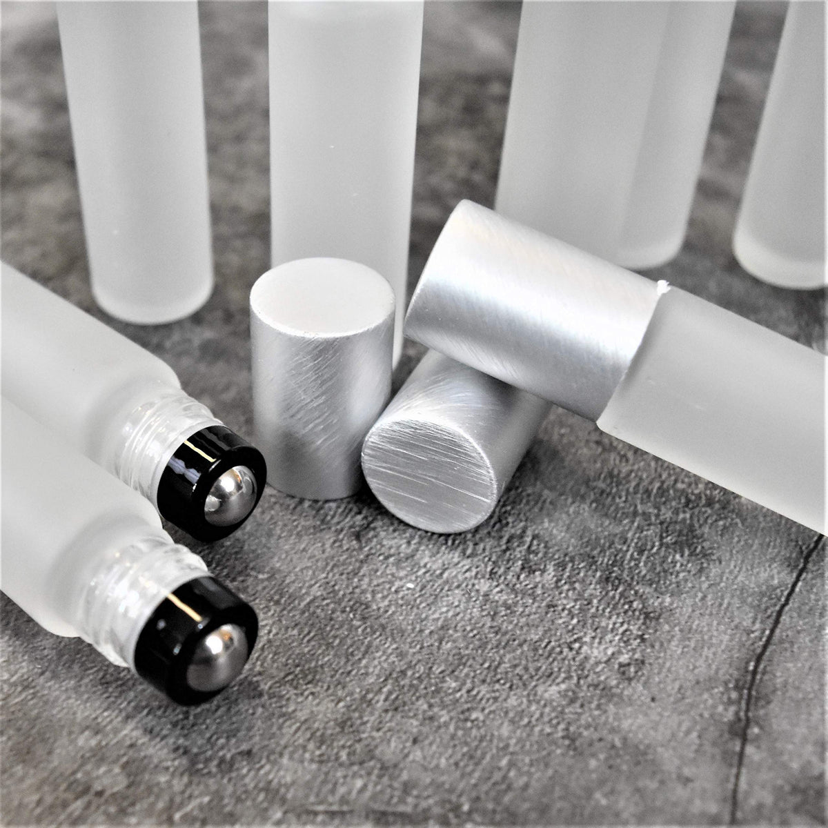 12 Pack Frosted Clear Glass Roller Bottles with Brushed - Holistic Oils Official Imagery - 8