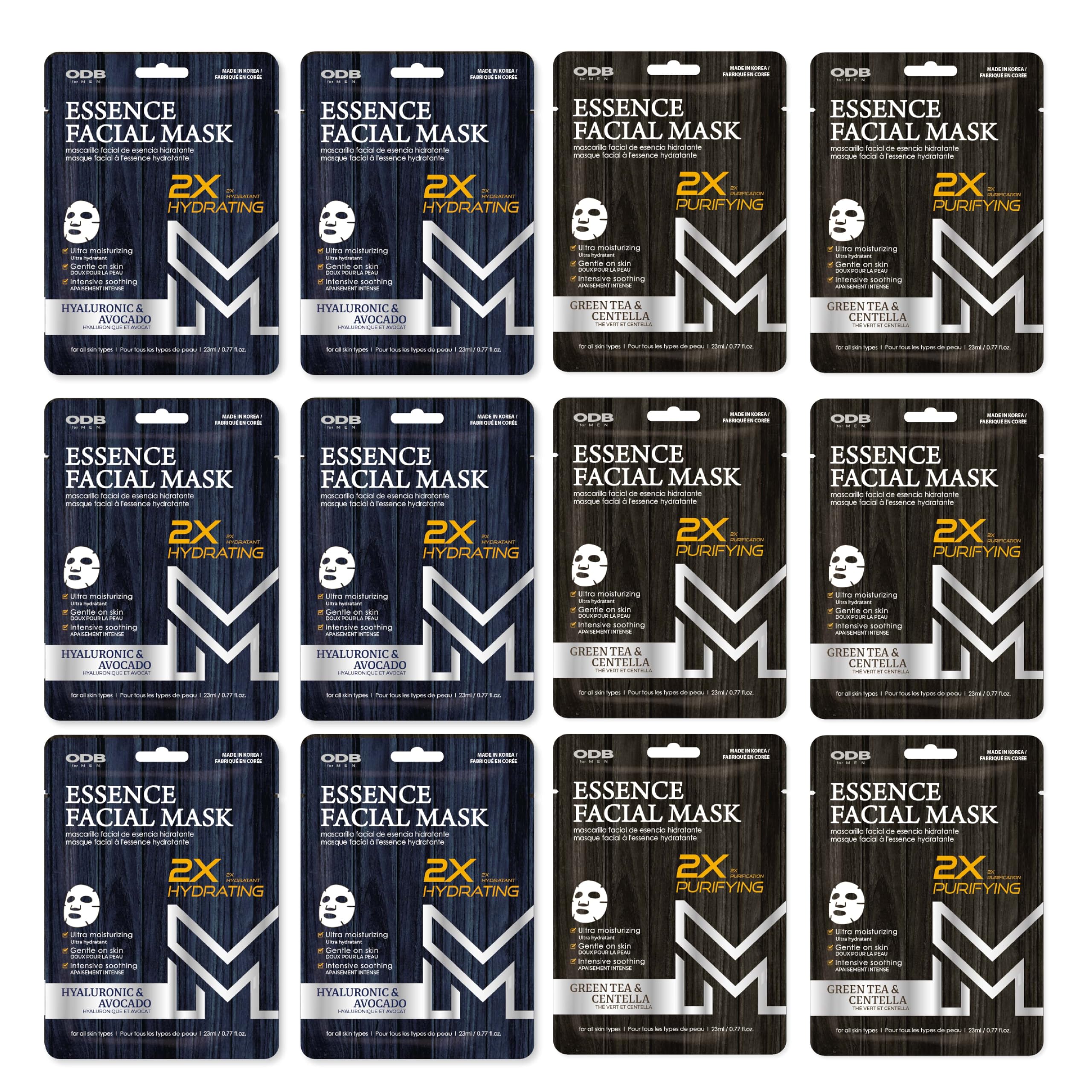 ODB Men Face Sheet Mask, Green Tea &amp; Centella - ORIGINAL DERMA BEAUTY