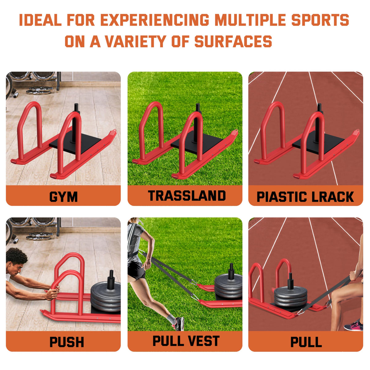Heavy Duty Push Pull Weight Sled with Harness for Speed - HWOOUSA Official Imagery - 7