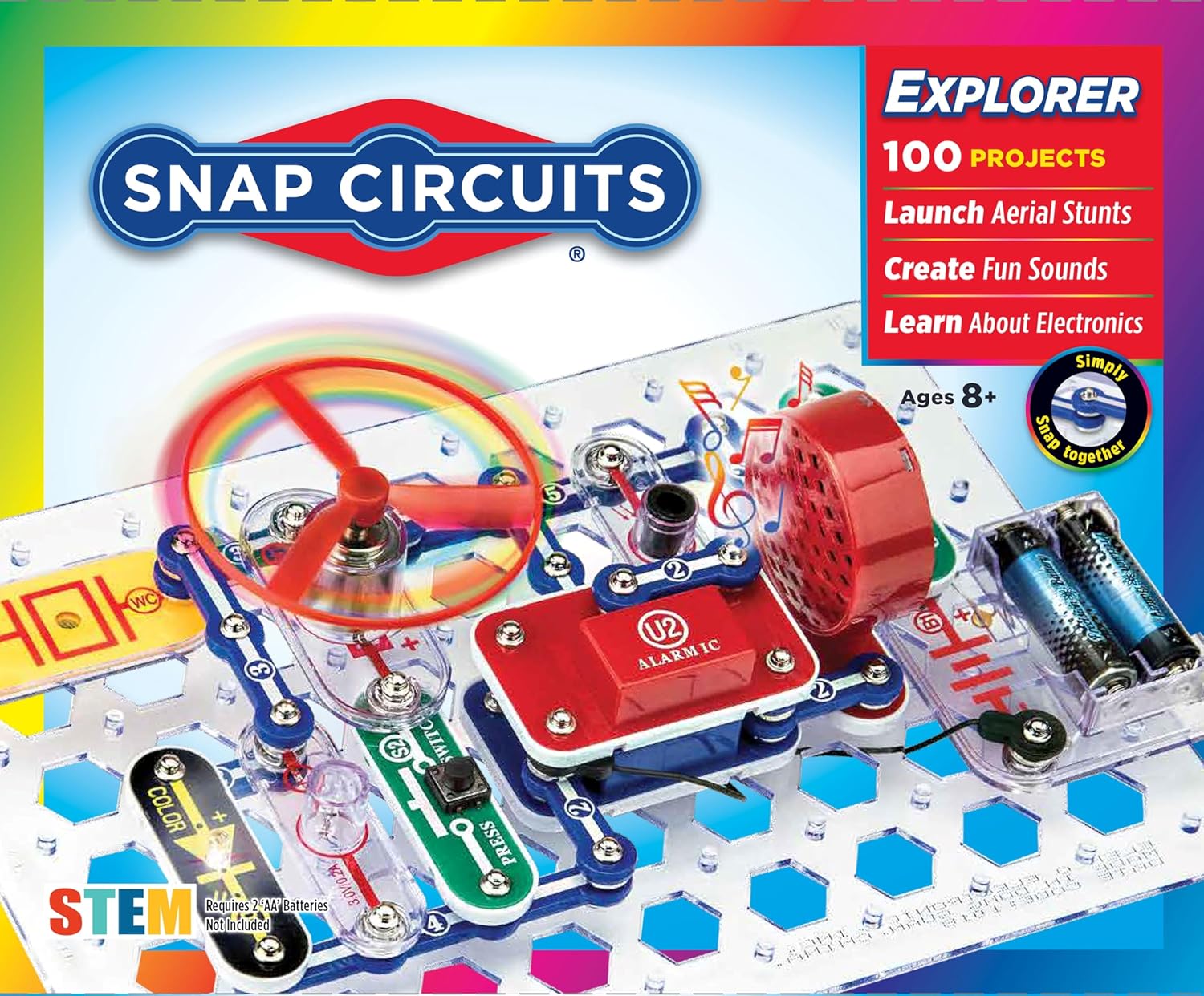 Snap Circuits Jr. SC-100 Electronics Exploration Kit, Over 100 Projects, Full Color Project Manual, 28 P