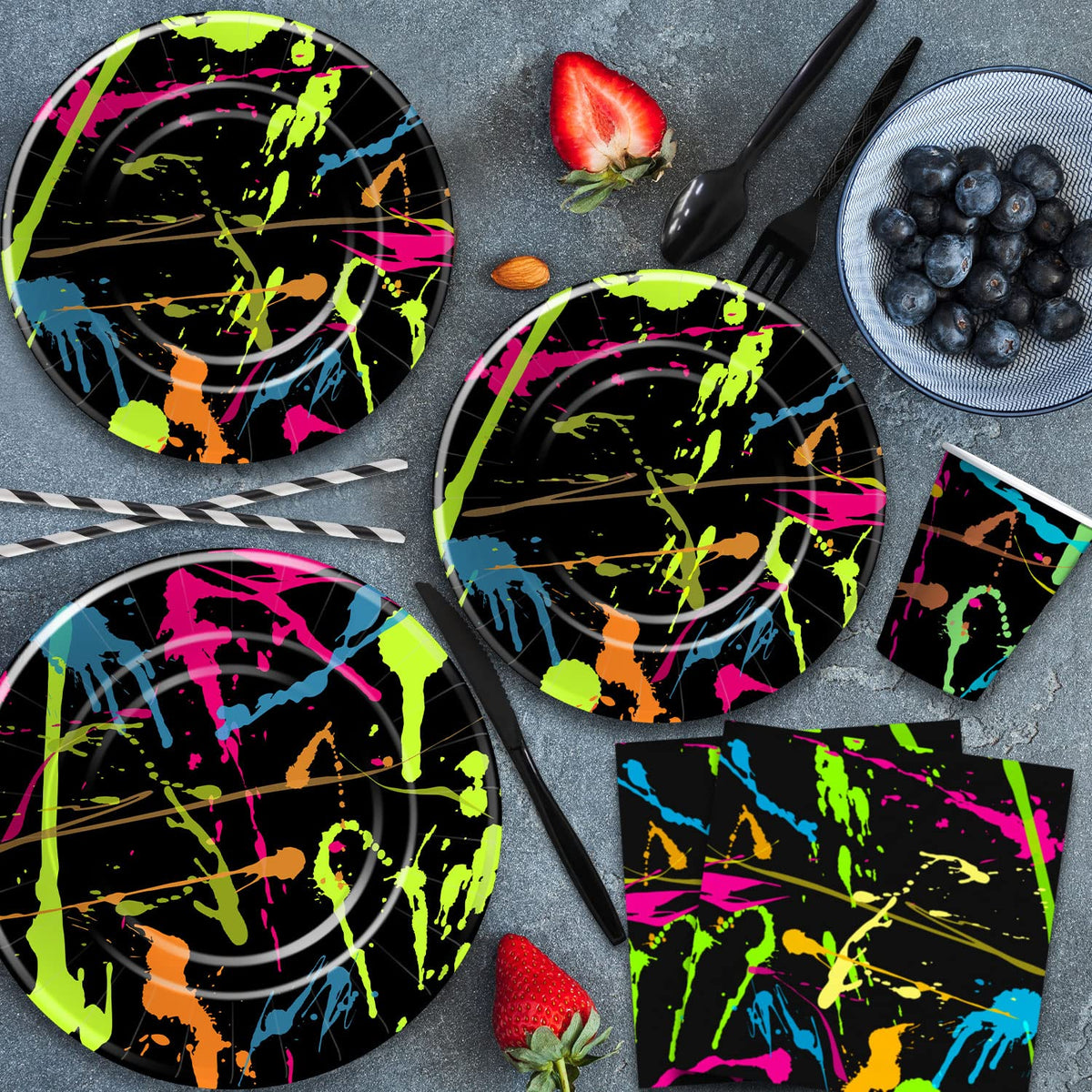 Neon Glow Party Supplies Graffiti Neon Theme Birthday - HIPVVILD Official Imagery - 6