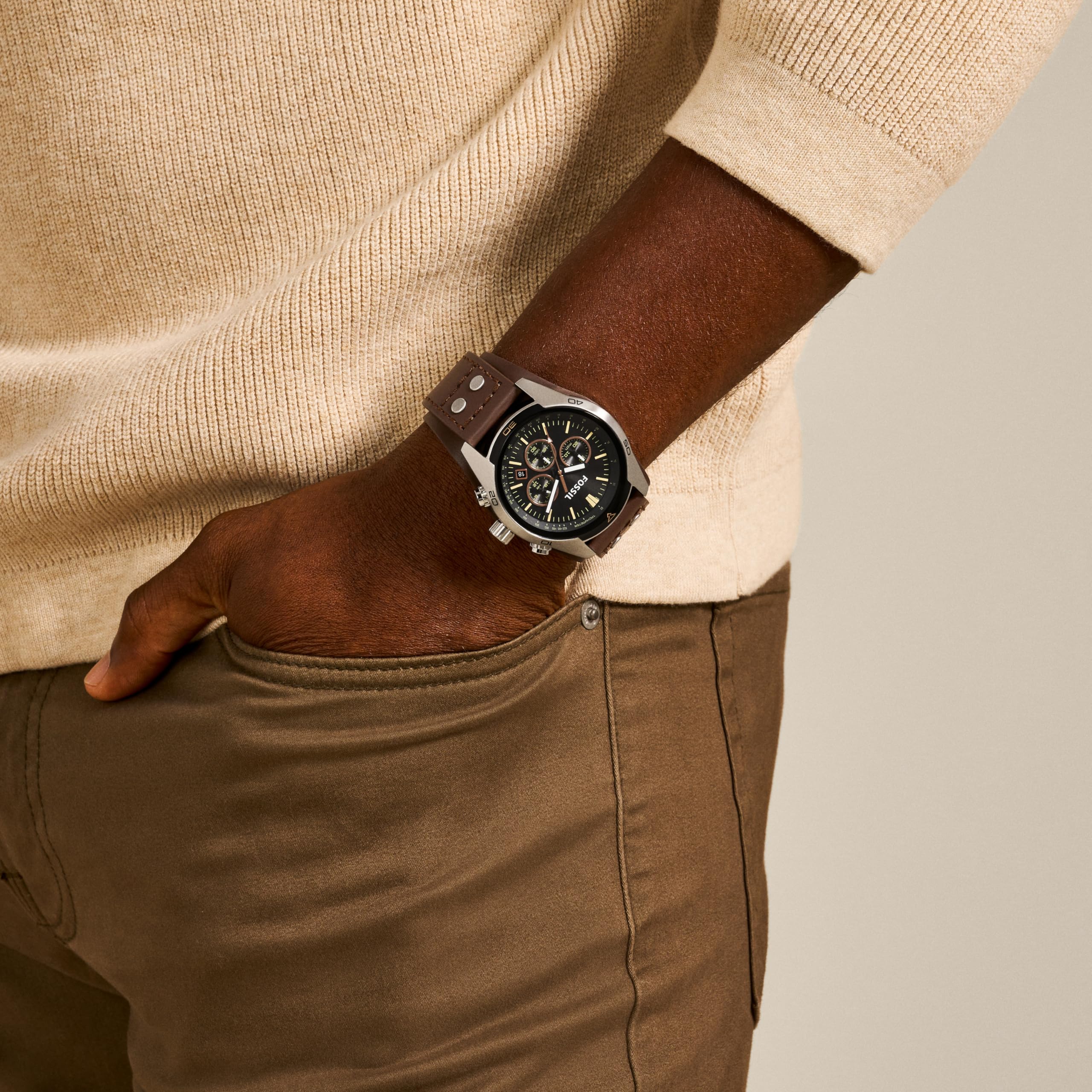 Fossil Coachman Quartz Chronograph Leather Watch for Men - View 6