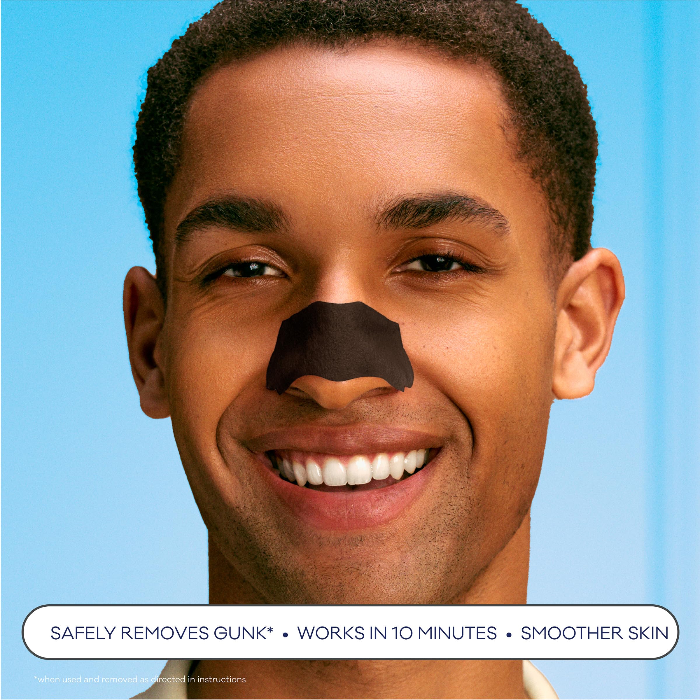 Bioré Men's Blackhead Remover Pore Strips, Charcoal Deep Cleansing Nose Strips for Blackhead Removal on Oily Skin, 6 Count (Pack of 4)