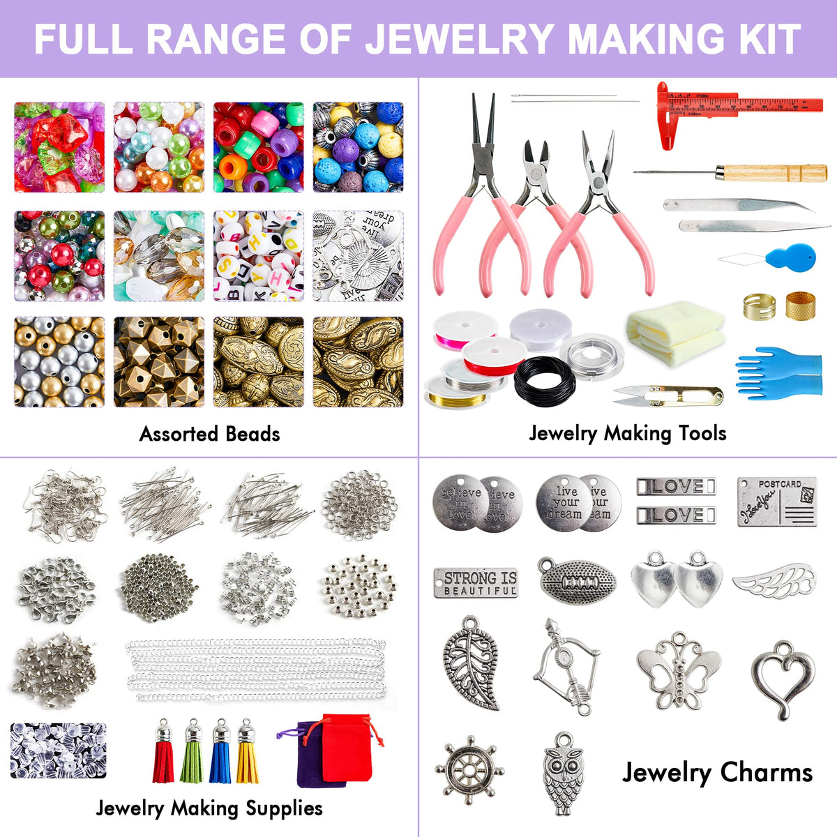 Jewelry Making Kit 1960 pcs Supplies Includes Beads - INSCRAFT Official Imagery - 3