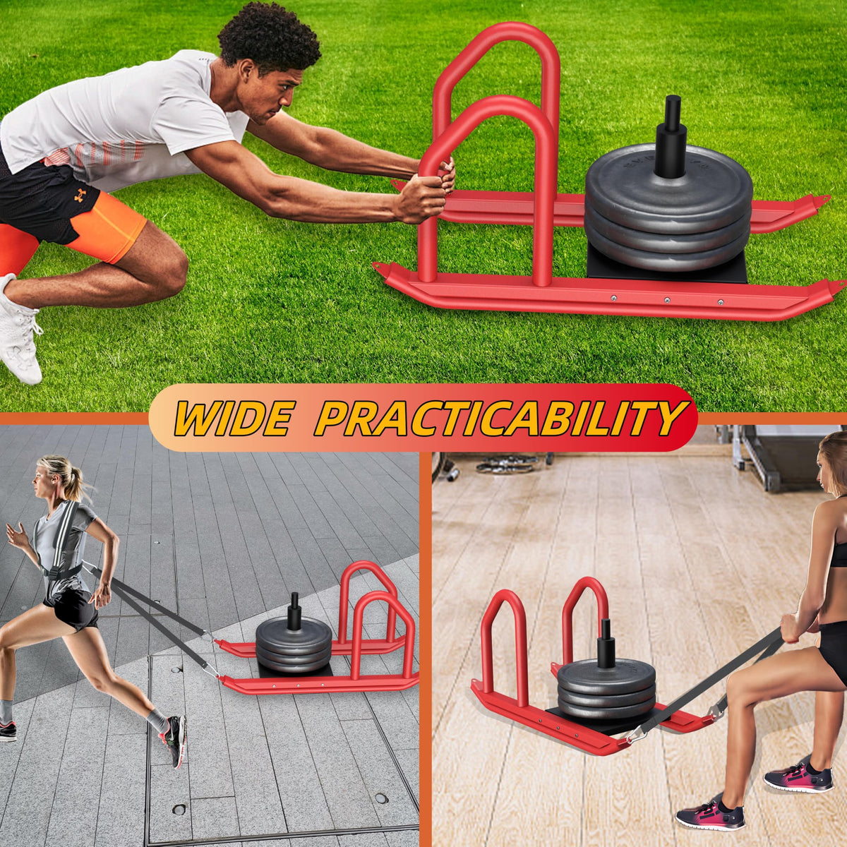 Heavy Duty Push Pull Weight Sled with Harness for Speed - HWOOUSA Official Imagery - 3
