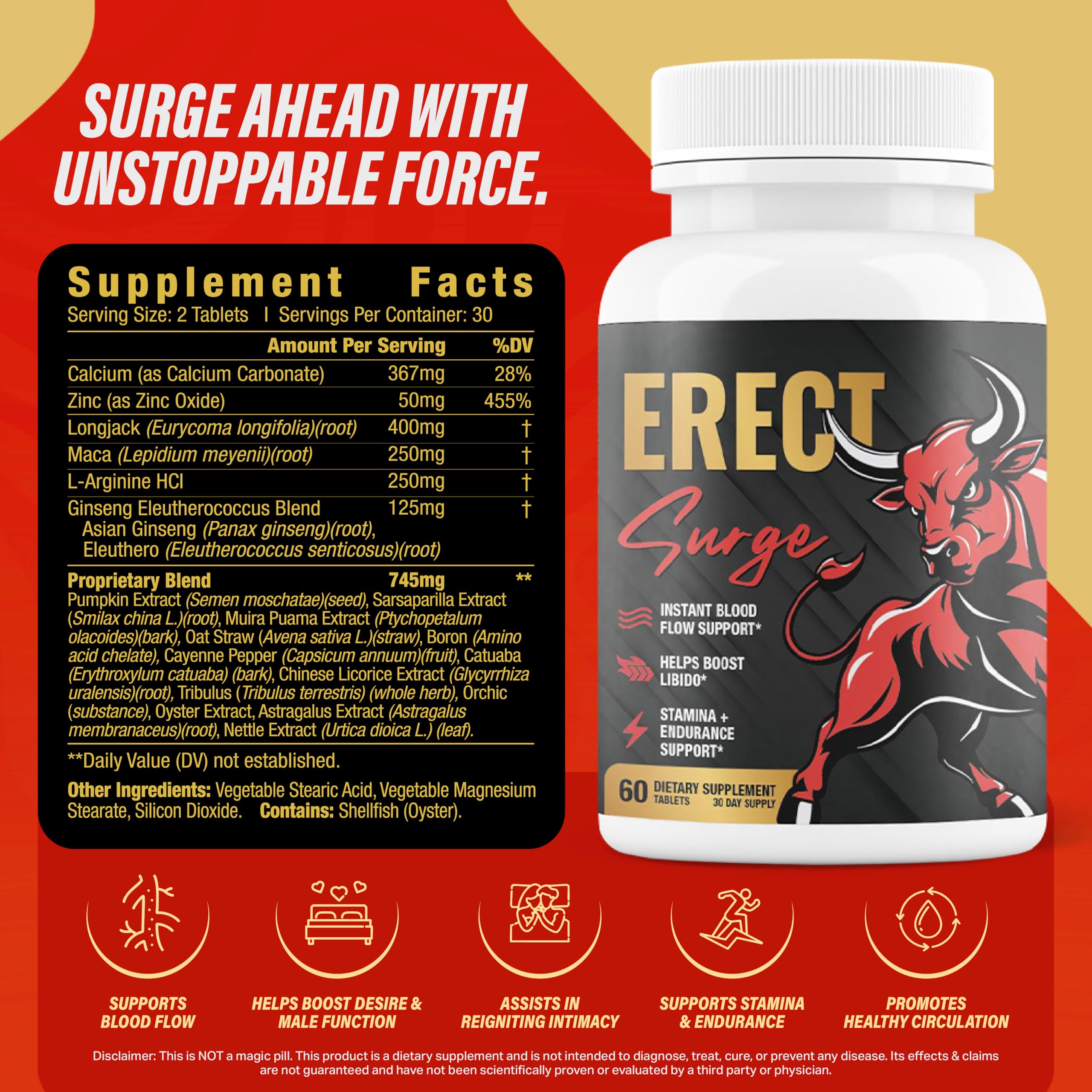 Erect Surge™ Male Performance Support – 60 Pills