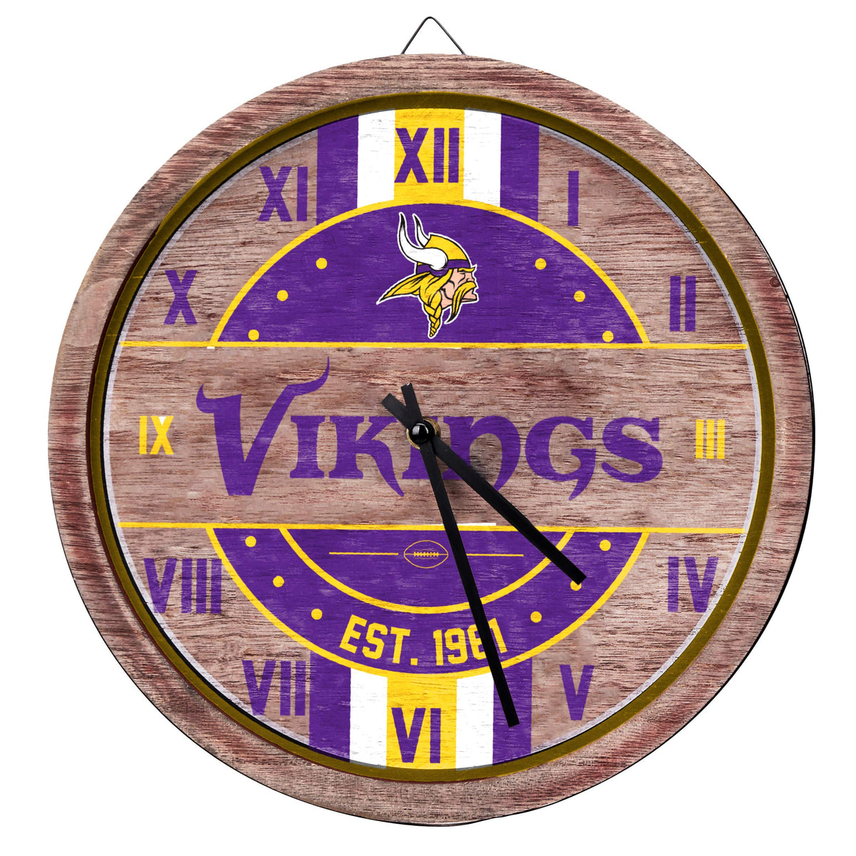 FOCO NFL Wooden Barrel Wall Clock - FOCO Official Imagery - 1