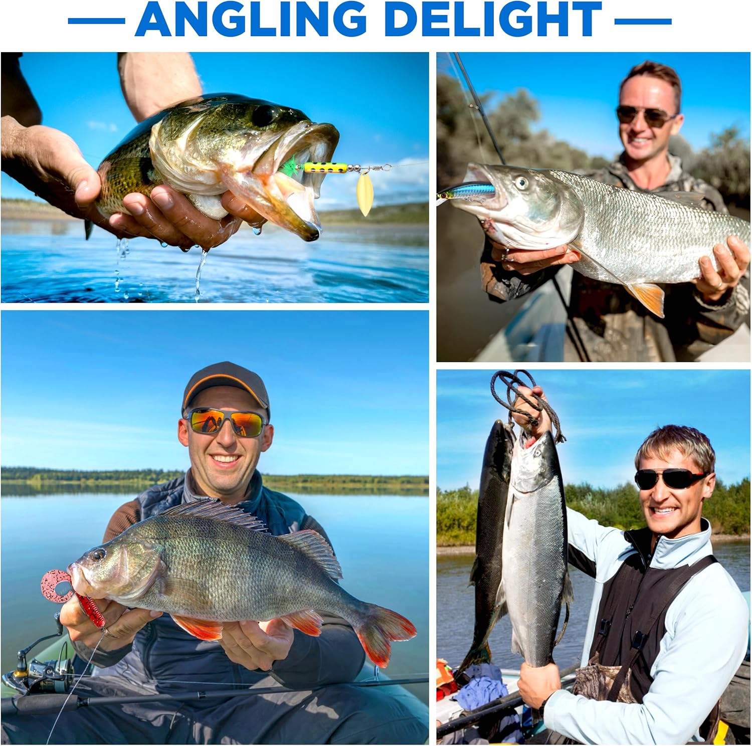 PLUSINNO fishing lures set with 137-piece tackle box, crankbaits, spoons, and hooks for freshwater and saltwater fishing.