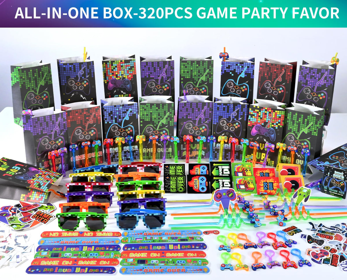 PLOUGVI 320PCS Video Game Party Favors for Kids Including - PLOUGVI Official Imagery - 3