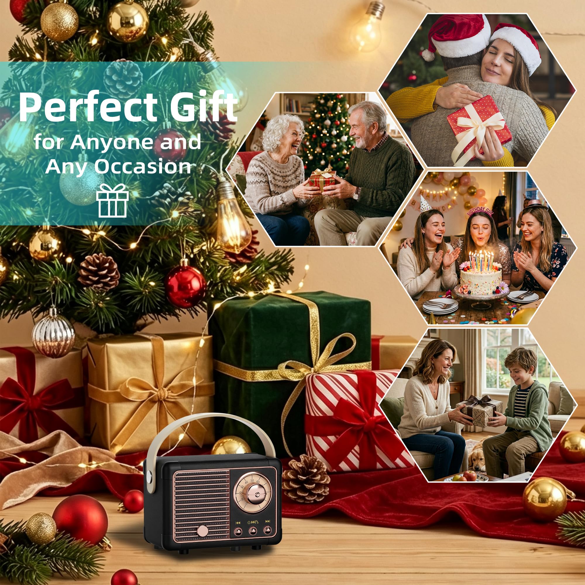 Baolira Retro Bluetooth Speaker, Small Portable Speaker, Gifts for Men - View 2