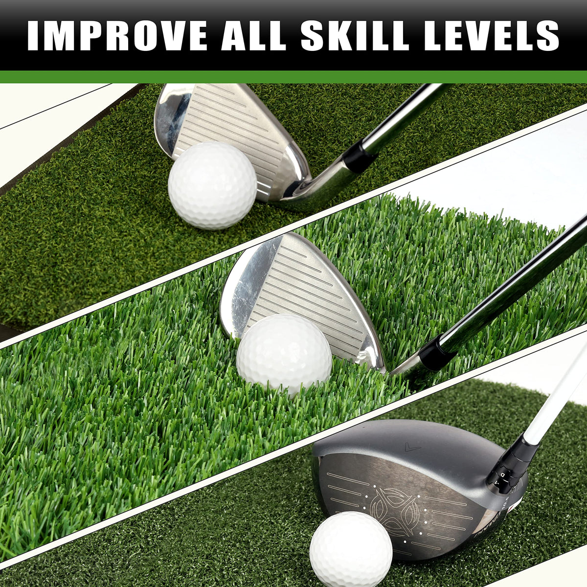 CHAMPKEY Professional Tri Turf Golf Hitting Mat - CHAMPKEY Official Imagery - 4