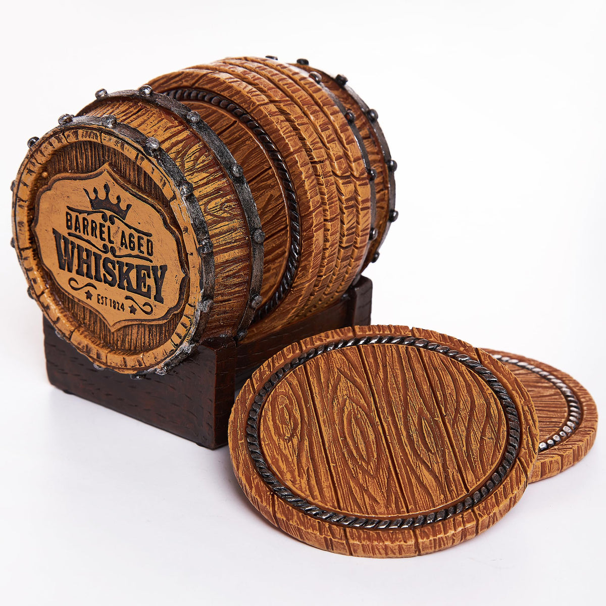 Whiskey Barrel Coasters Set of 6 - Cabin Obsession Official Imagery - 5