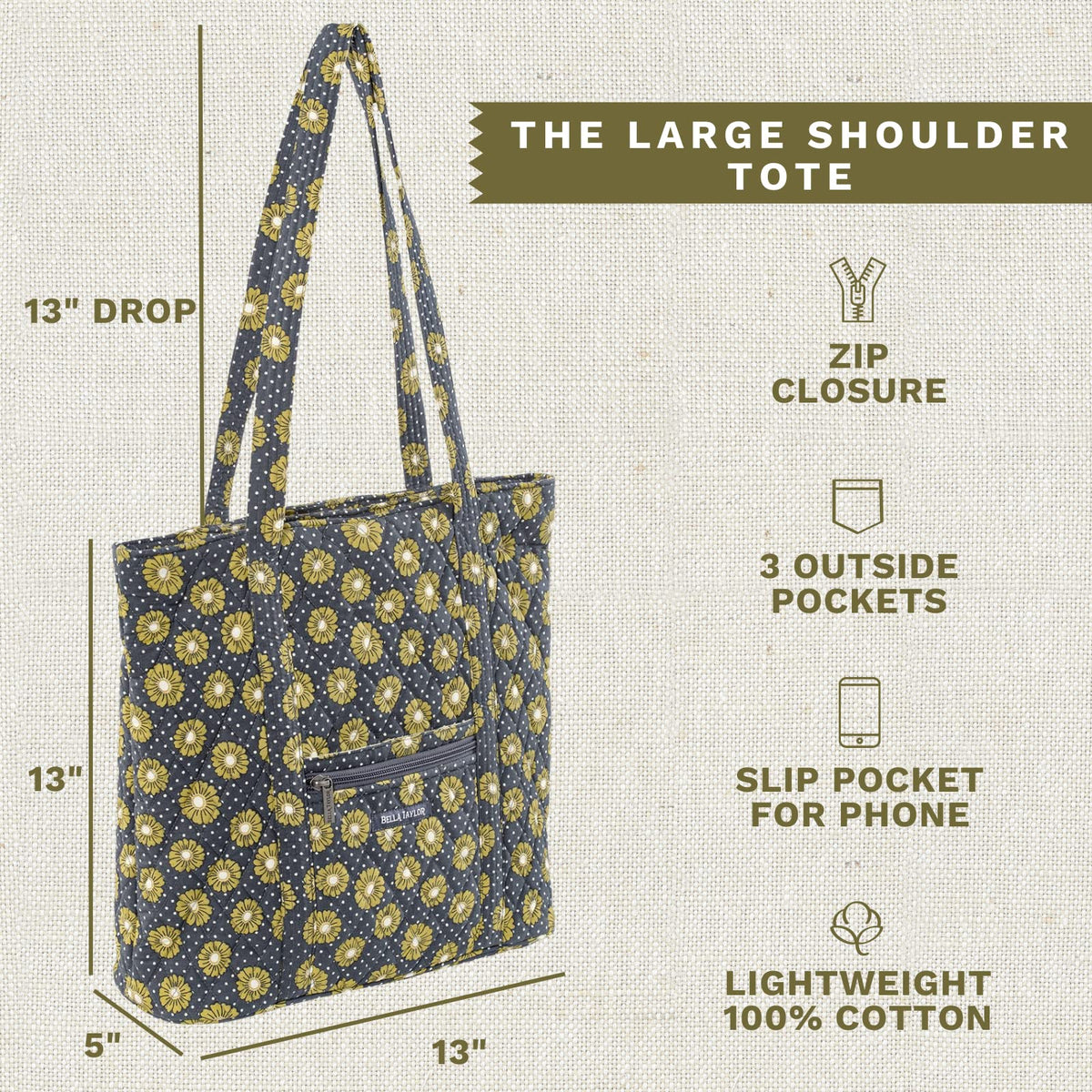 Bella Taylor Large Tote Quilted Shoulder Bag for Women - Bella Taylor Official Imagery - 4