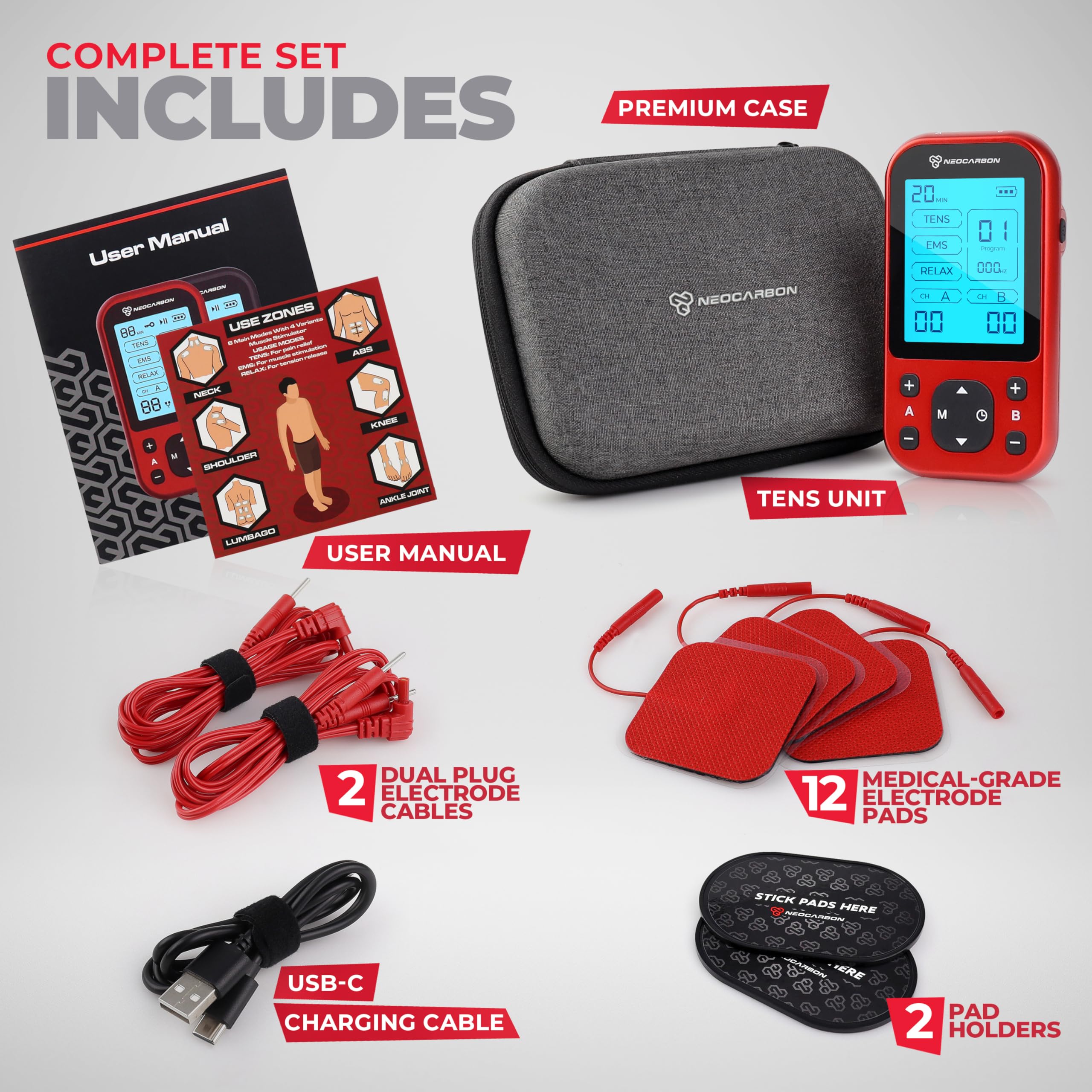 Neocarbon TENS Unit Pro – Drug-Free Pain Relief Device
