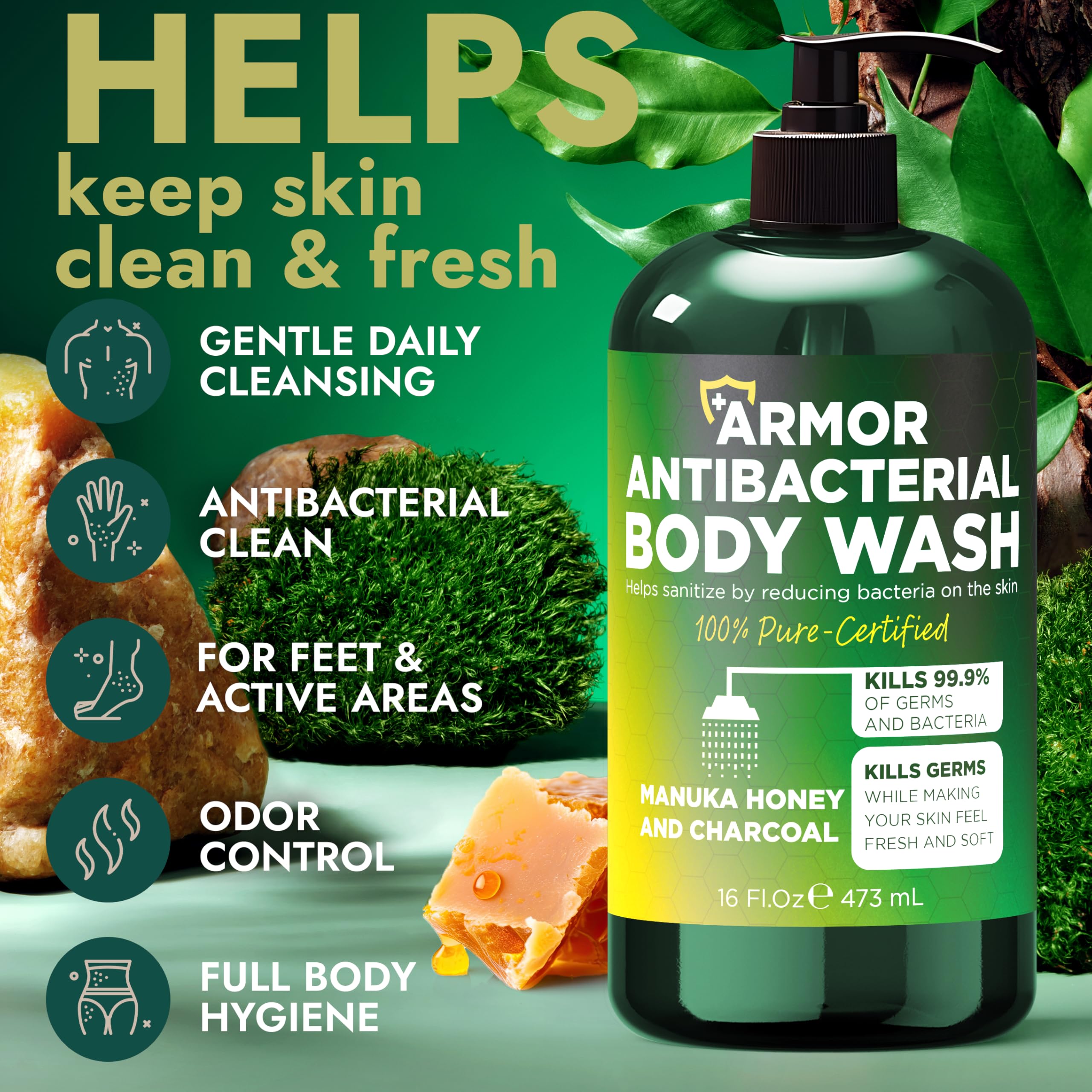 Antibacterial Body Wash | Back Acne & Odor Relief 16 oz