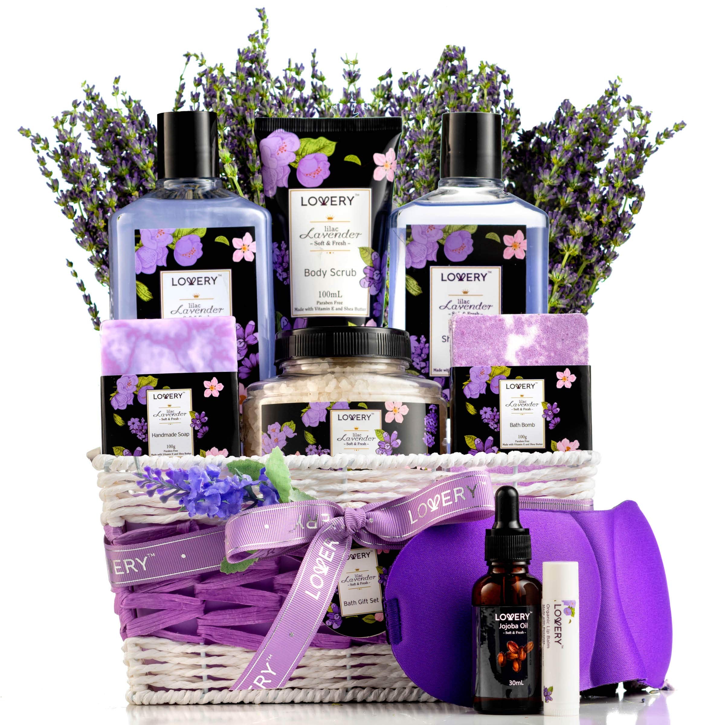 Gifts for Women Moms Lavender Lilac Spa Gift Basket Set - LOVERY Official Product Imagery - 2