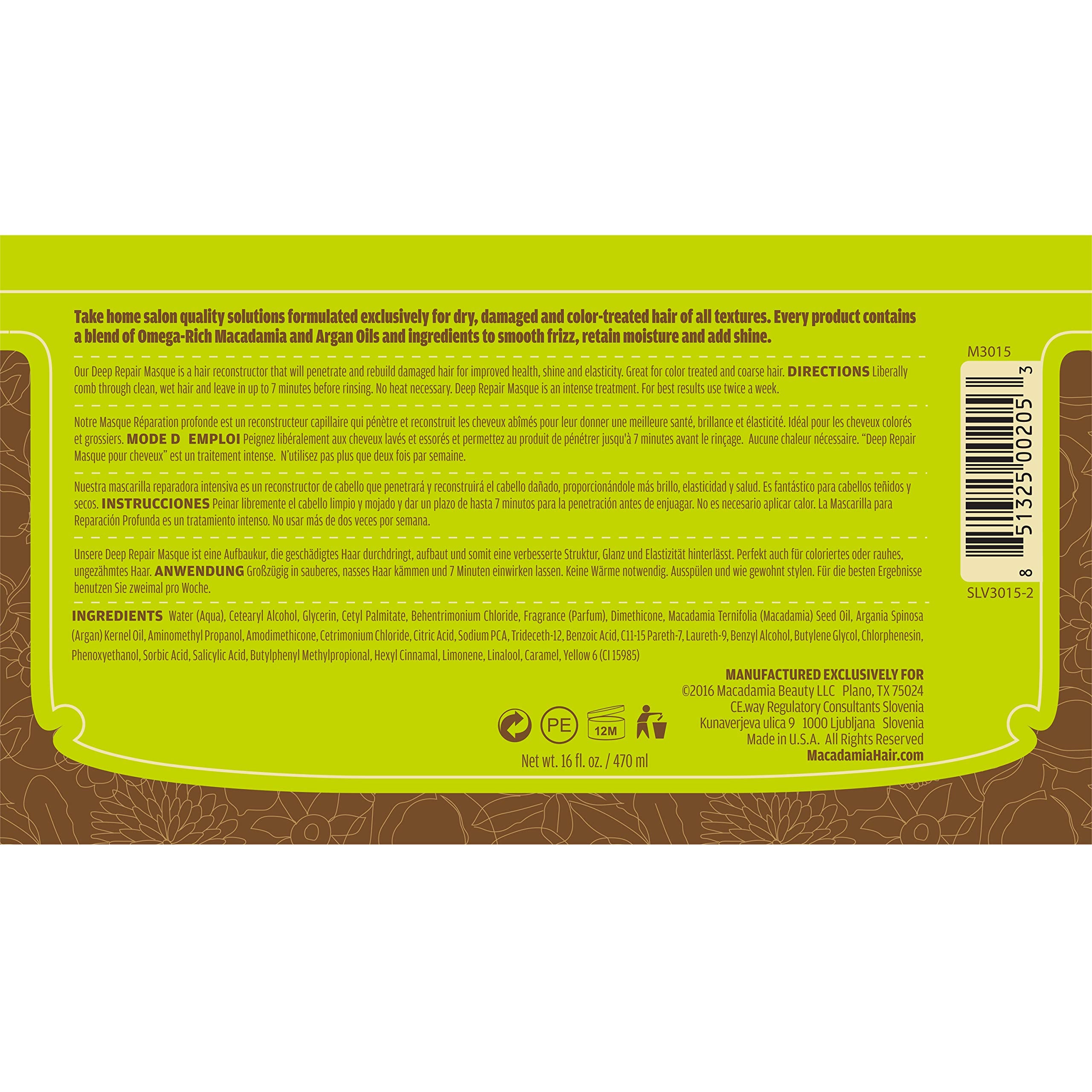 Macadamia Natural Oil Deep Repair Masque for Dry & Damaged Hair, 16 fl oz - Macadamia Natural Oil Official Product View 7