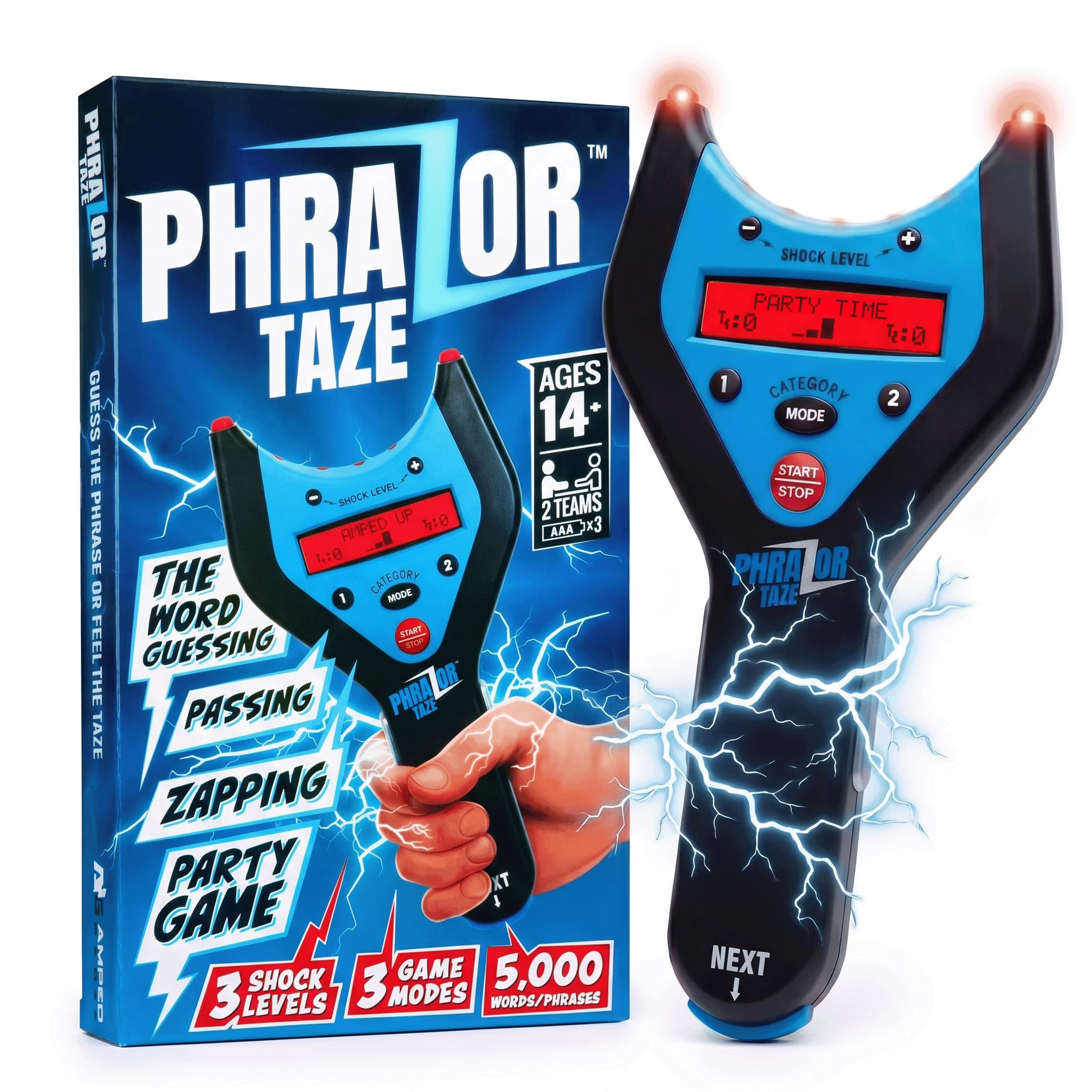 Amped Gamez PhraZor Taze - Electric Shock Word Guessing Party Game with Cheat De - Amped Gamez Official Product View 1