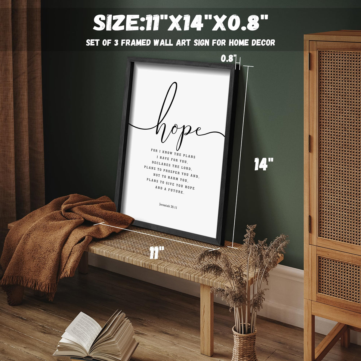 Houmury Set of 3 Framed Farmhouse Bible Verses Wall Decor - Houmury Official Imagery - 7