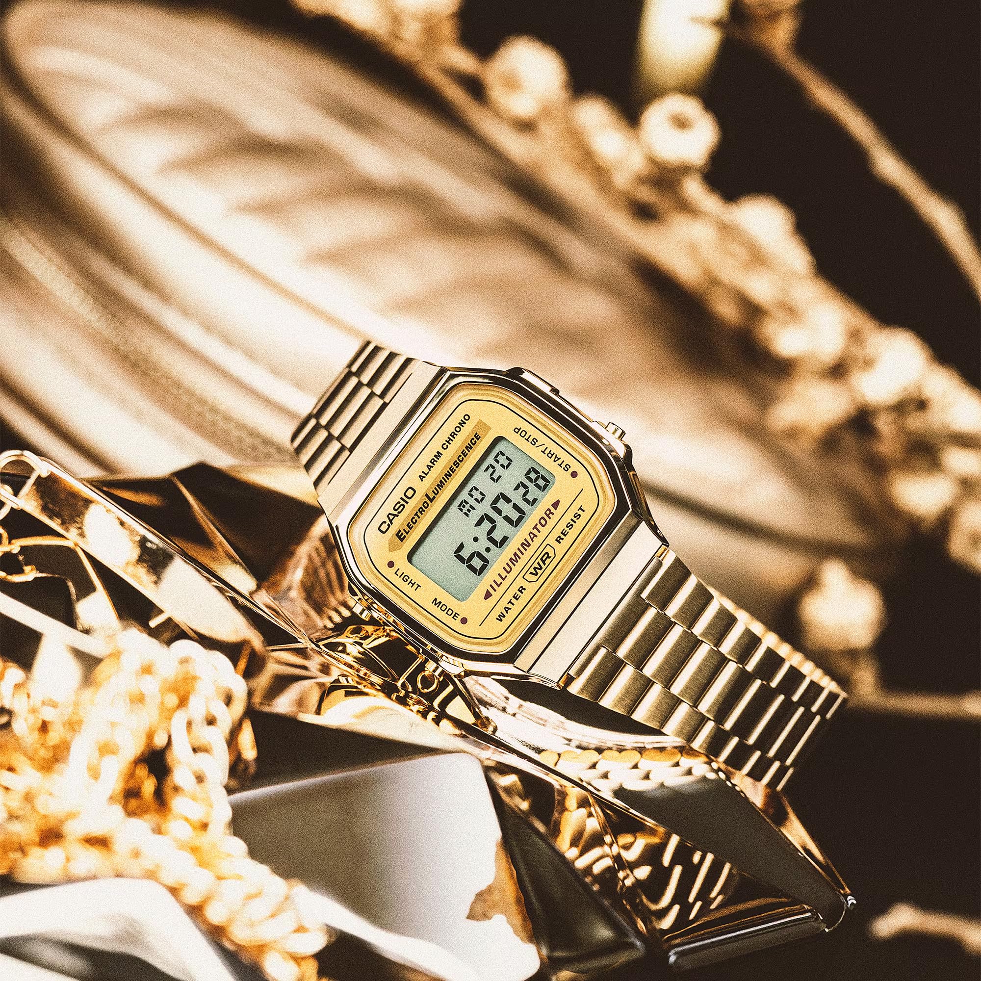 Casio Vintage Gold-Tone Stainless Steel Digital Watch 38.6x36.3mm - A1 - View 2