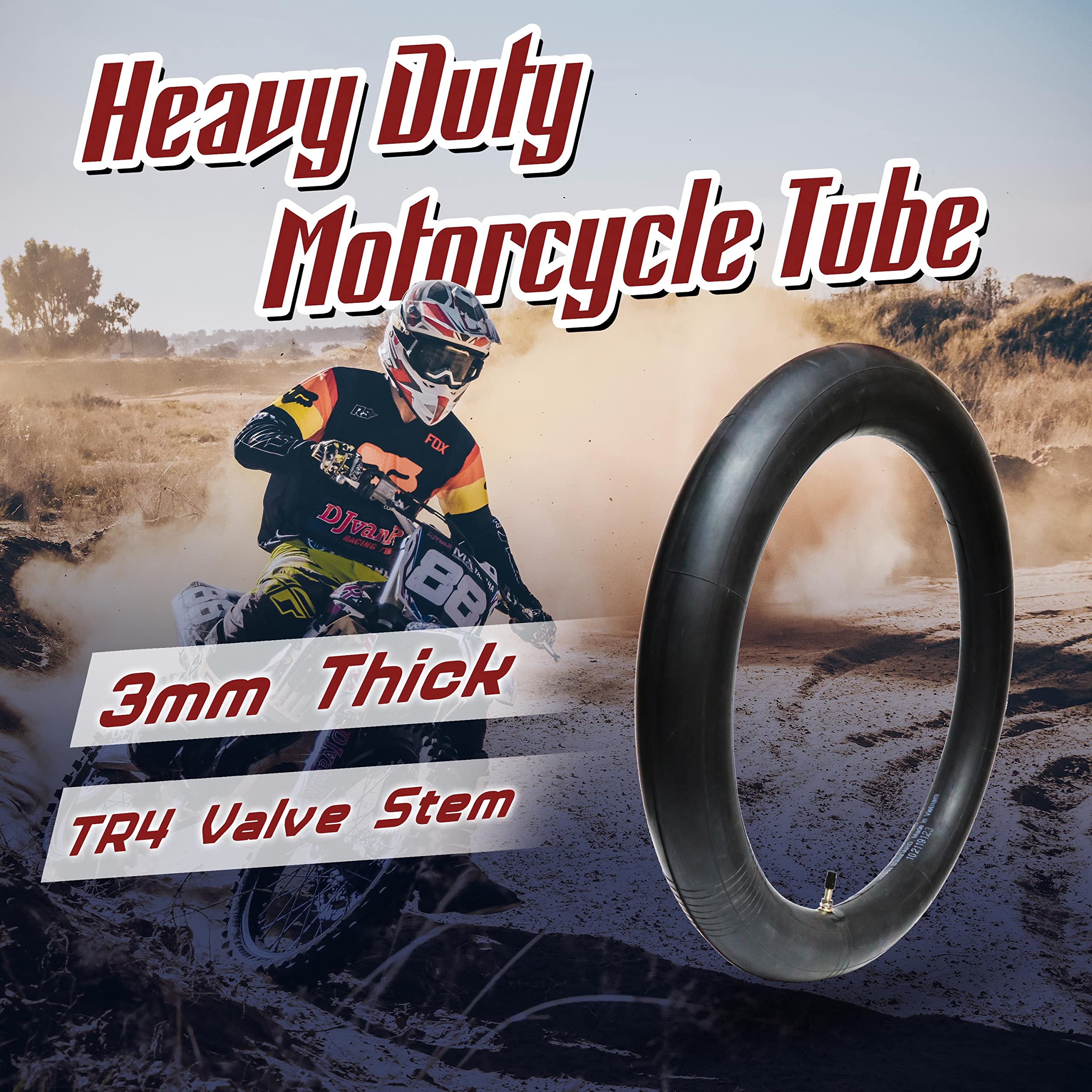PIVOTRAX-100/90-19   Heavy Duty Motorcycle Tube - 3mm Thick - TR4 - PIVOTRAX Official Product View 2