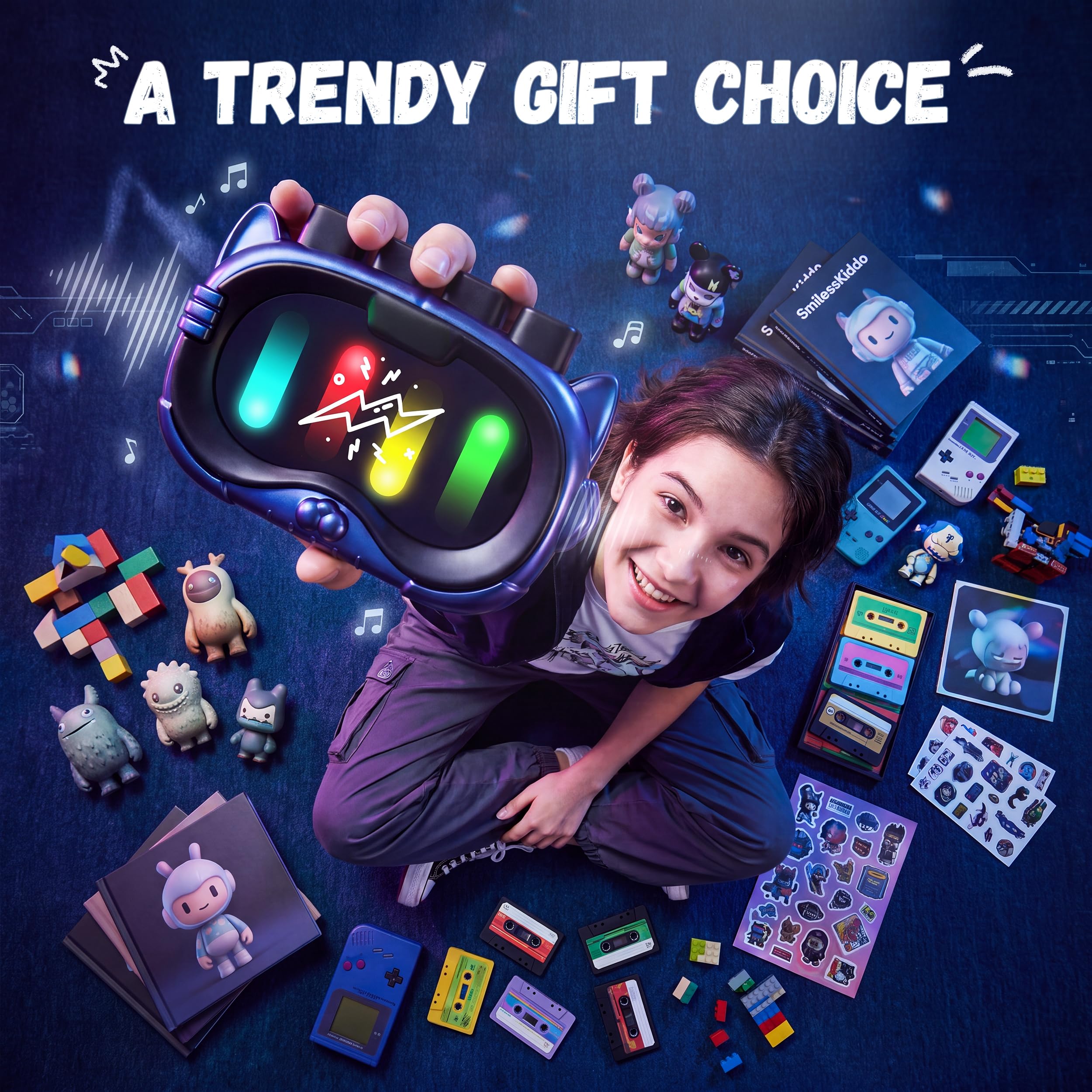 SMILESSKIDDO Music Rhythm Flick Smart Electronic Handheld Game, Blue - SMILESSKIDDO Official Product View 7