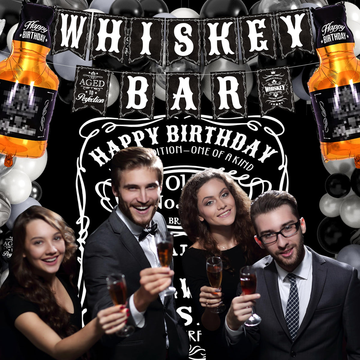 Whiskey Birthday Decorations for Men Aged to Perfection - BORAMDO Official Imagery - 7