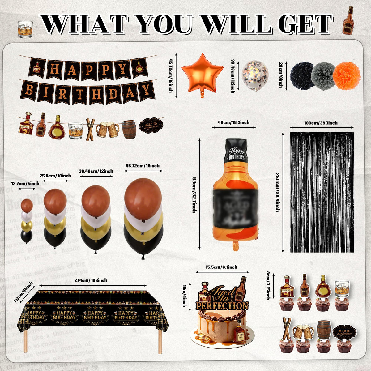 109PCS Whiskey Birthday Party Decorations for Men Aged to - HandTool Official Imagery - 3
