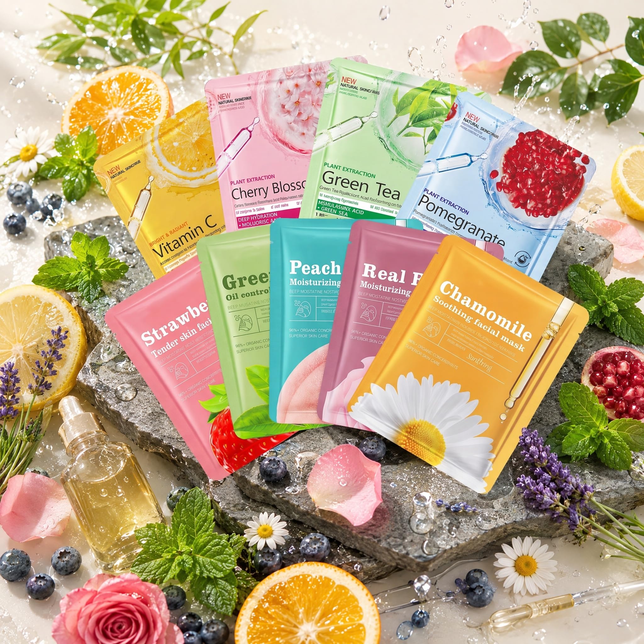 Beauty Bar 30 Pack Fruits and Plants Face Masks Skincare for - Beauty Bar
