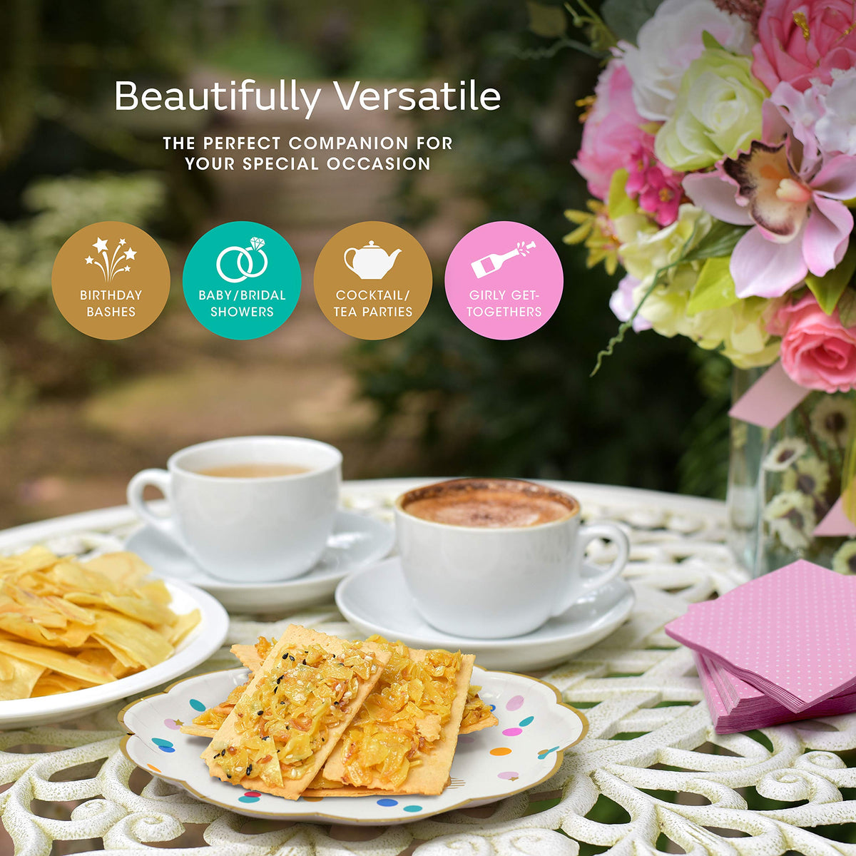 Premium Pink and Gold Party Plates Set - The Joy Bazaar Official Imagery - 6