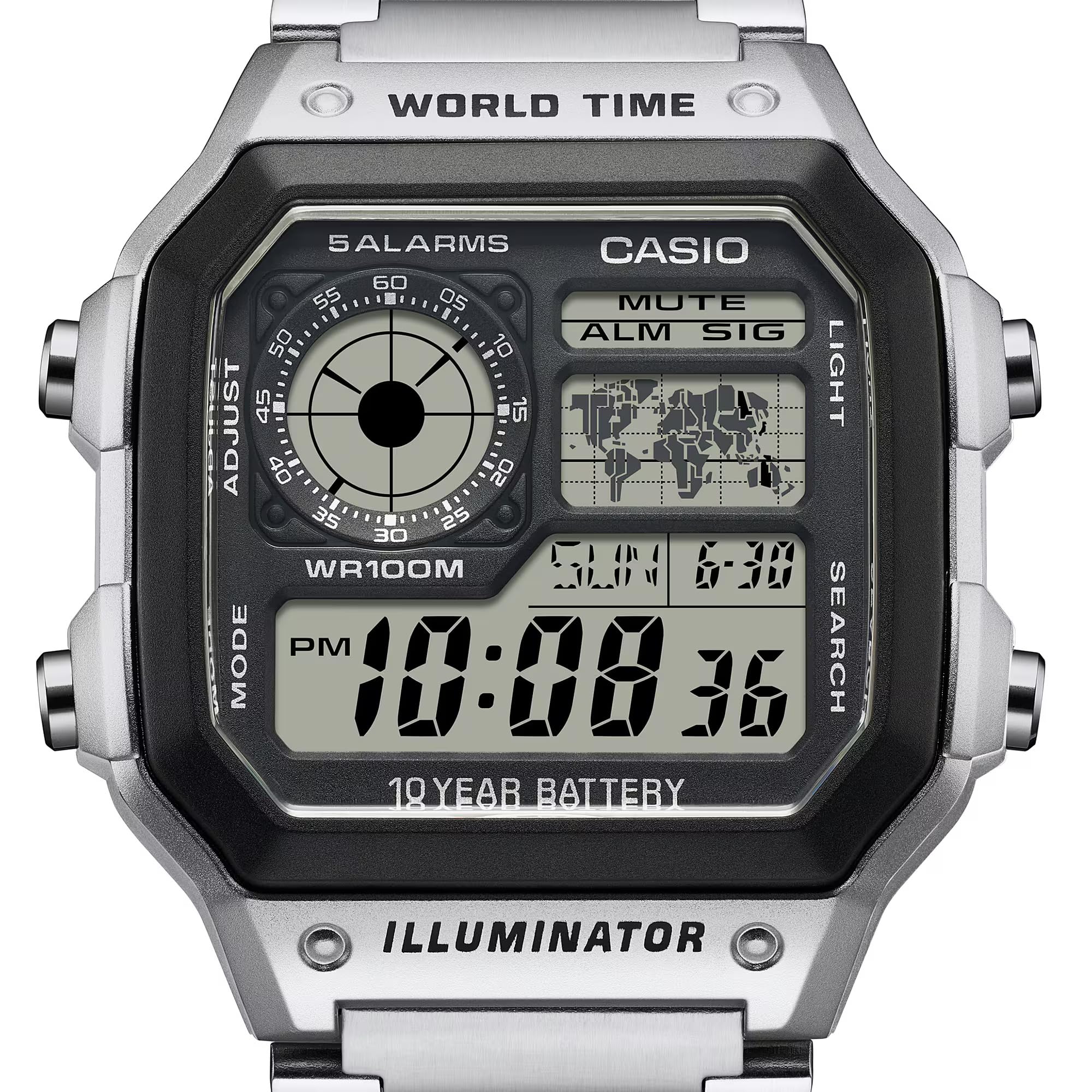 Casio AE1200WH Series | Men’s Digital Watch | 100M WR | Multi Alarms | - View 3