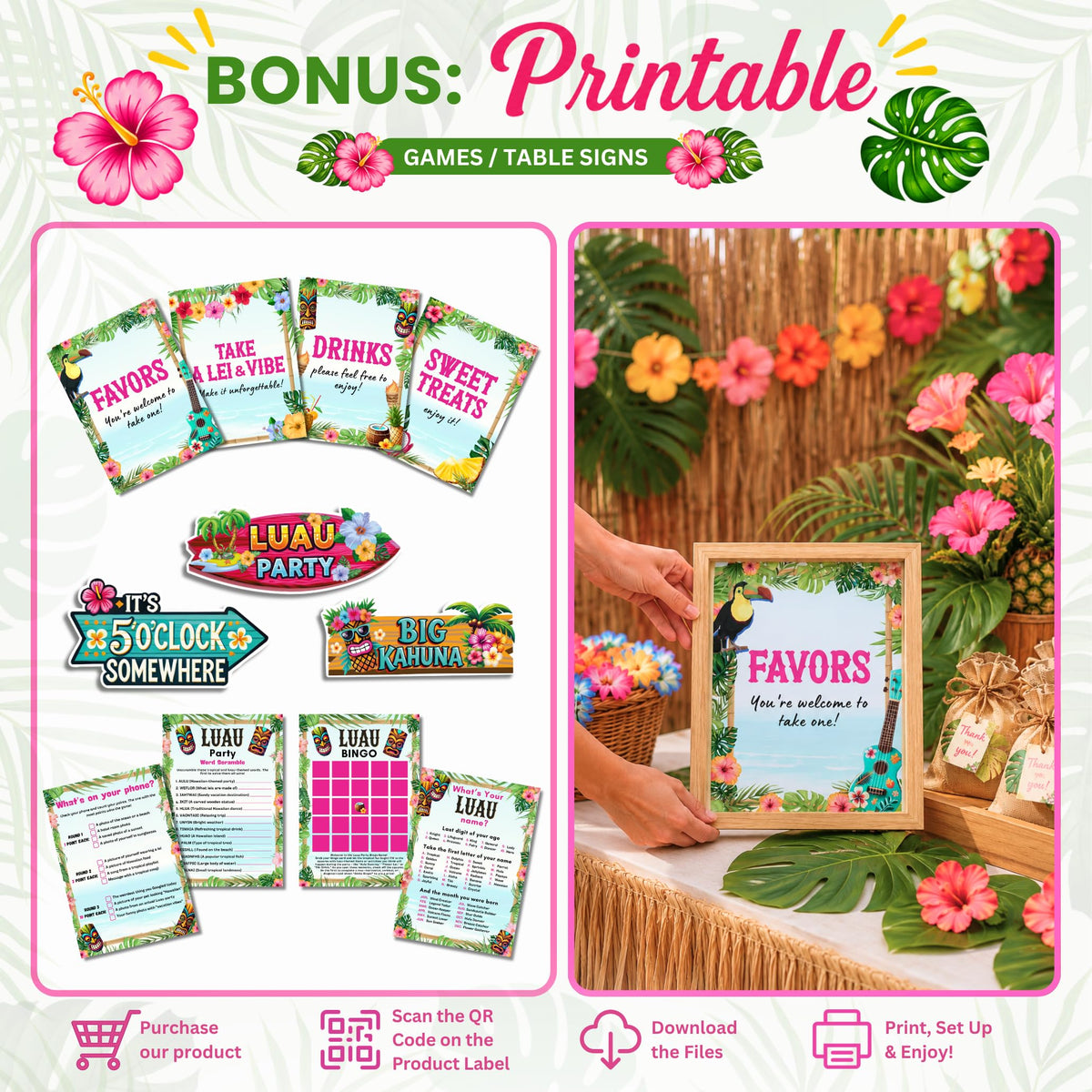 Premium Luau Birthday Party Decorations Set for 25 guests - RainMeadow Official Imagery - 8