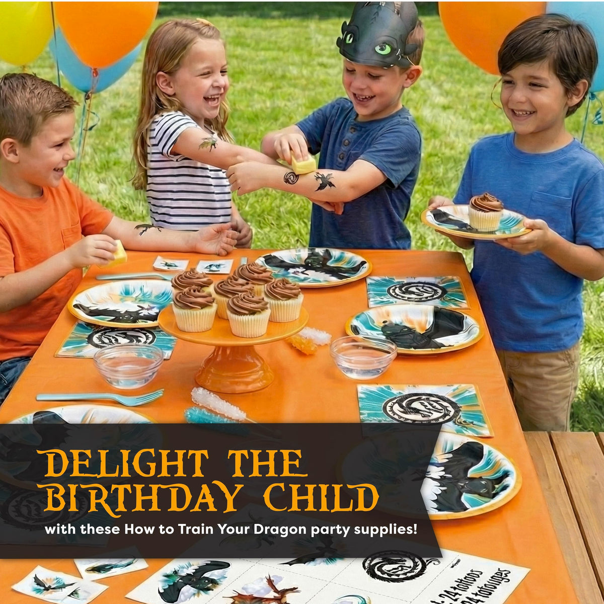 How to Train Your Dragon Party Supplies with Banner Tattoo - Unique Official Imagery - 7
