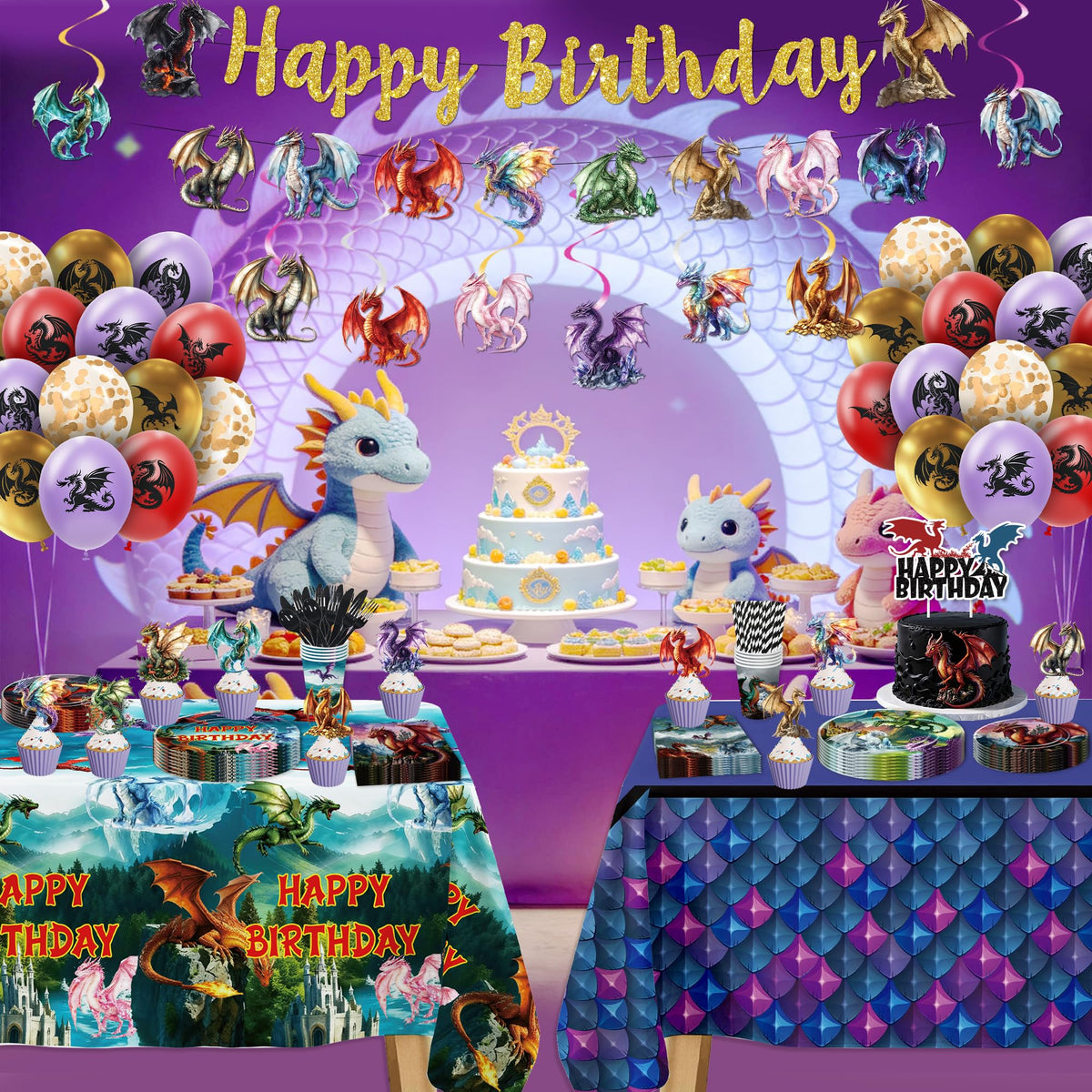 Magical Fantasy Flying Dragon Birthday Party Decorations - HOAKWA Official Imagery - 7
