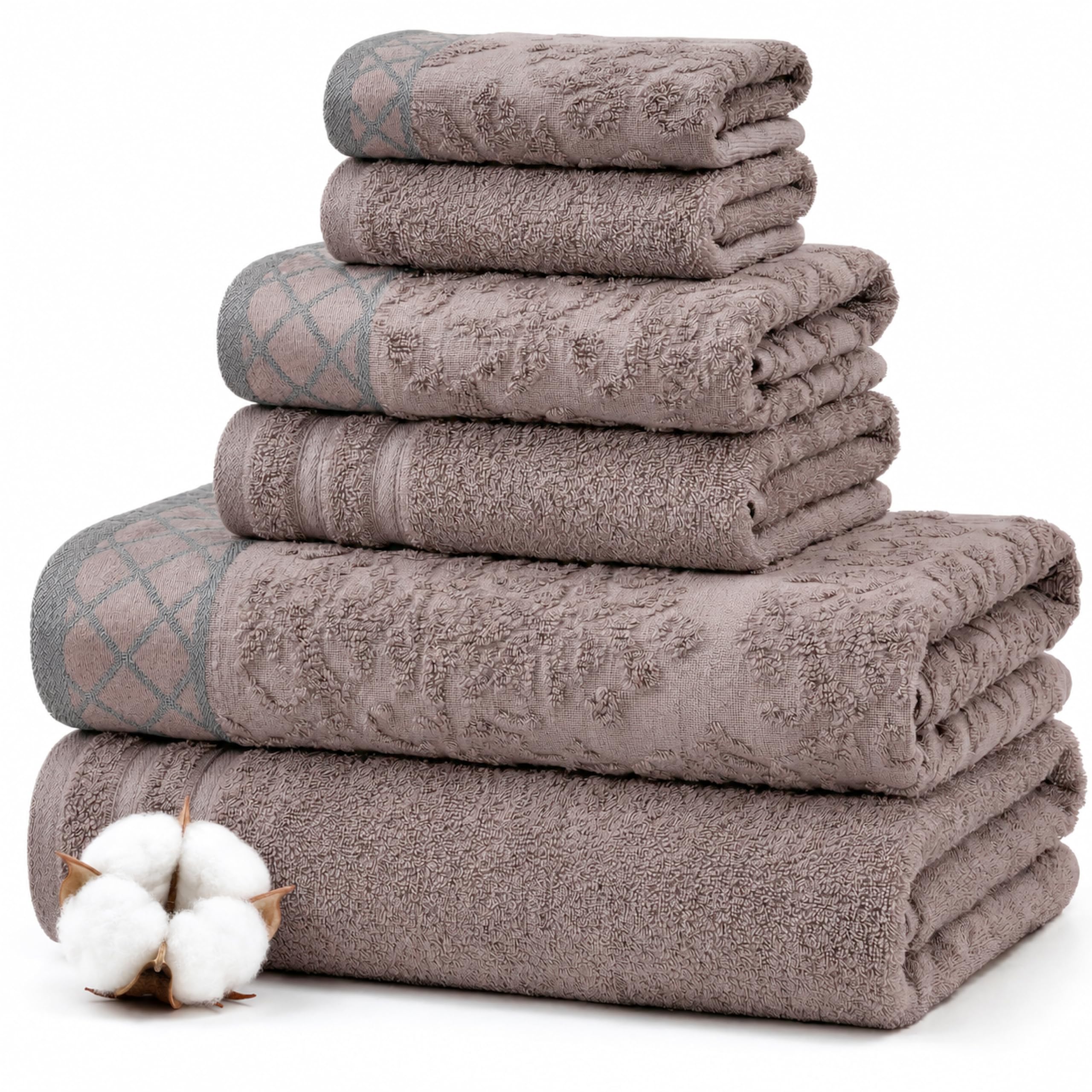 Modern Threads 6 Piece Bath Towel Set – Bathroom Towel Set with - Product Imagery