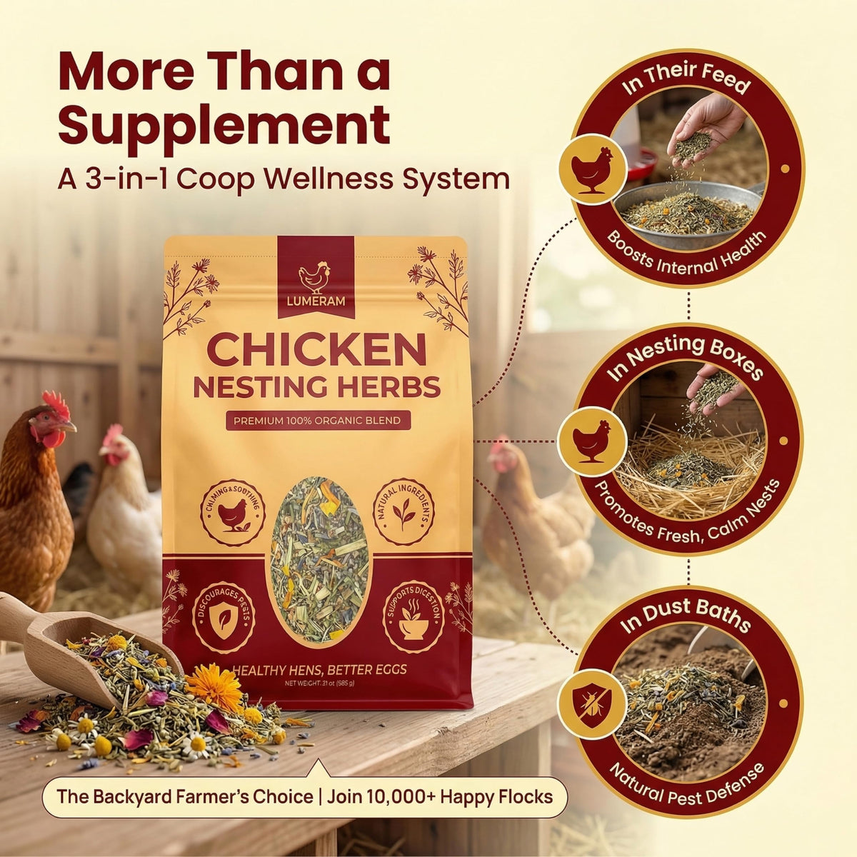 21oz Premium Chicken Nesting Herbs 100 Organic Nesting - LUMERAM Official Imagery - 5