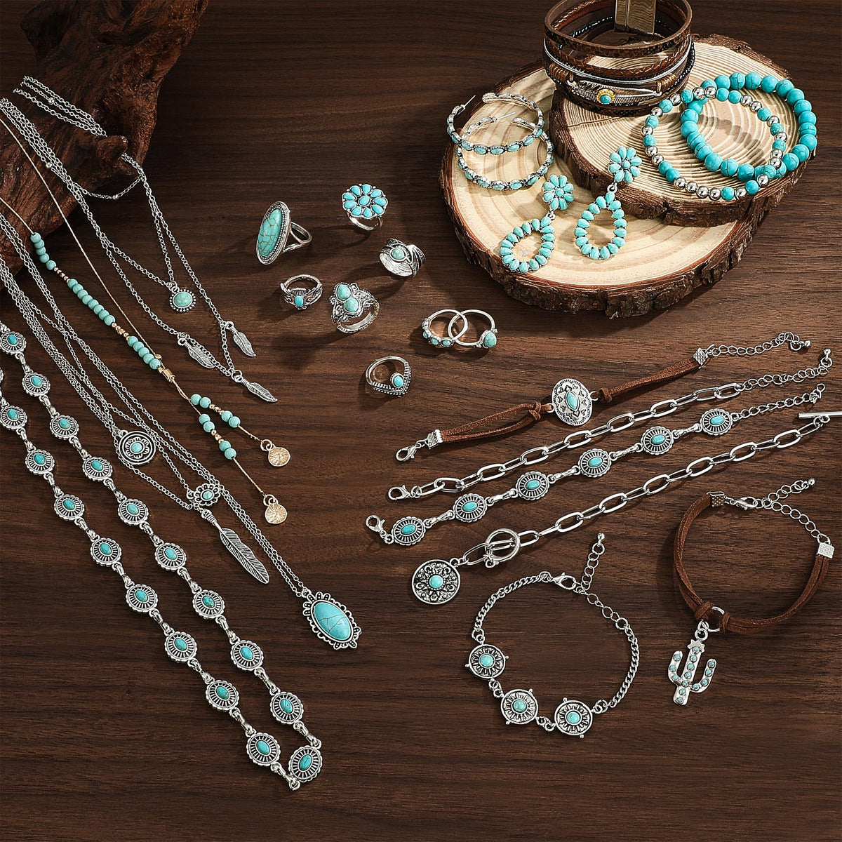 FEYIR Bohemian Turquoise Jewelry Set for Women Boho - FEYIR Official Imagery - 5