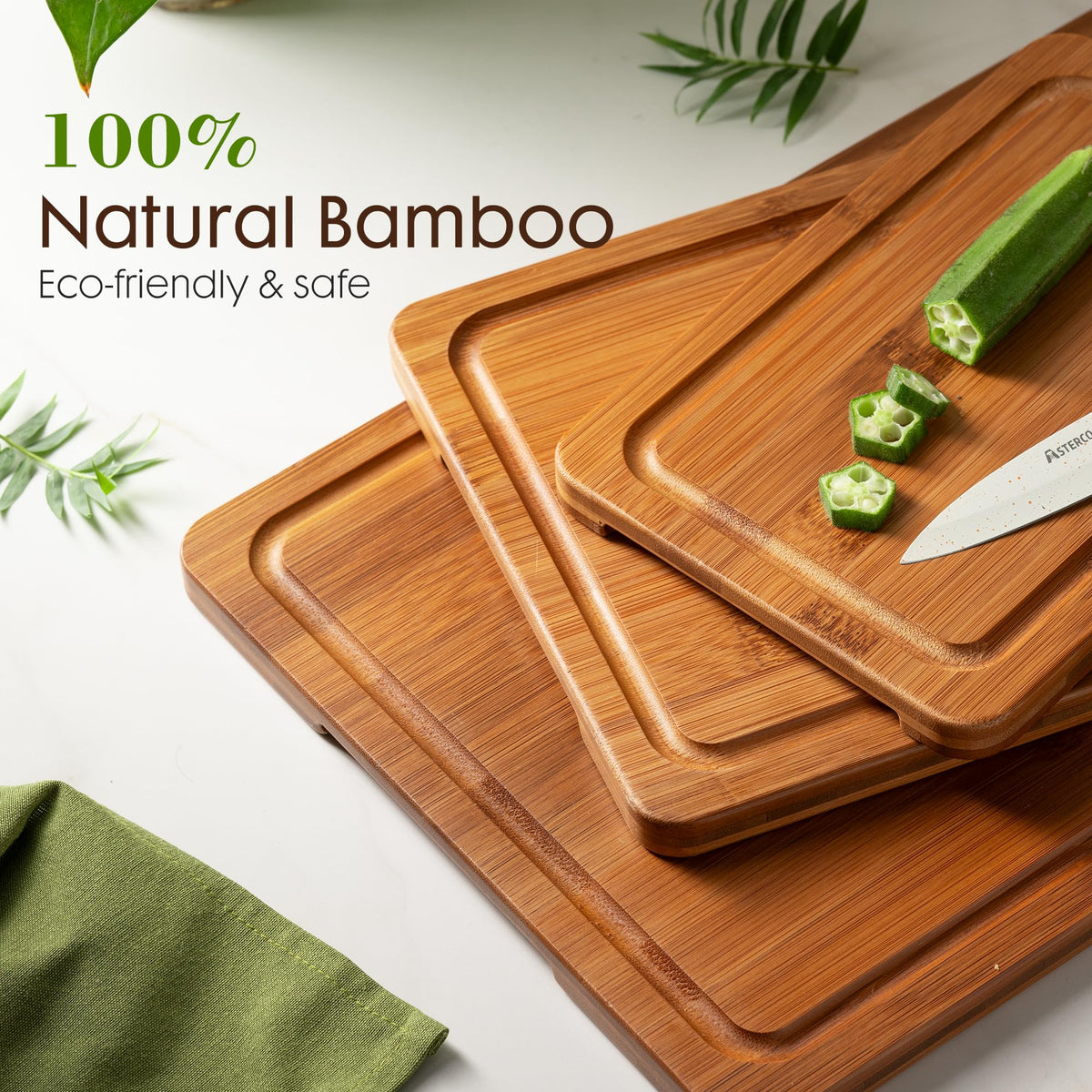 Astercook Deep Carbonized Bamboo Cutting Boards for Kitchen - Astercook Official Imagery - 6